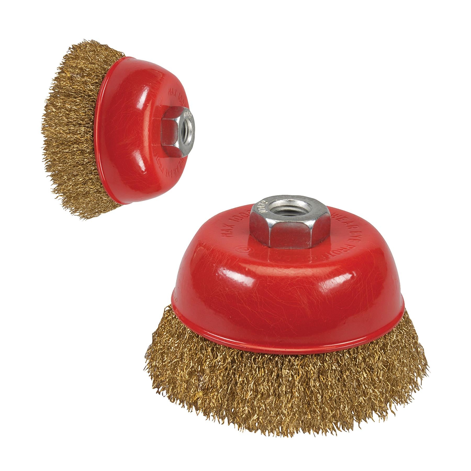 Brassed Steel Crimp Cup 100mm Wire Brush M14 Rust Removal Professional Tool