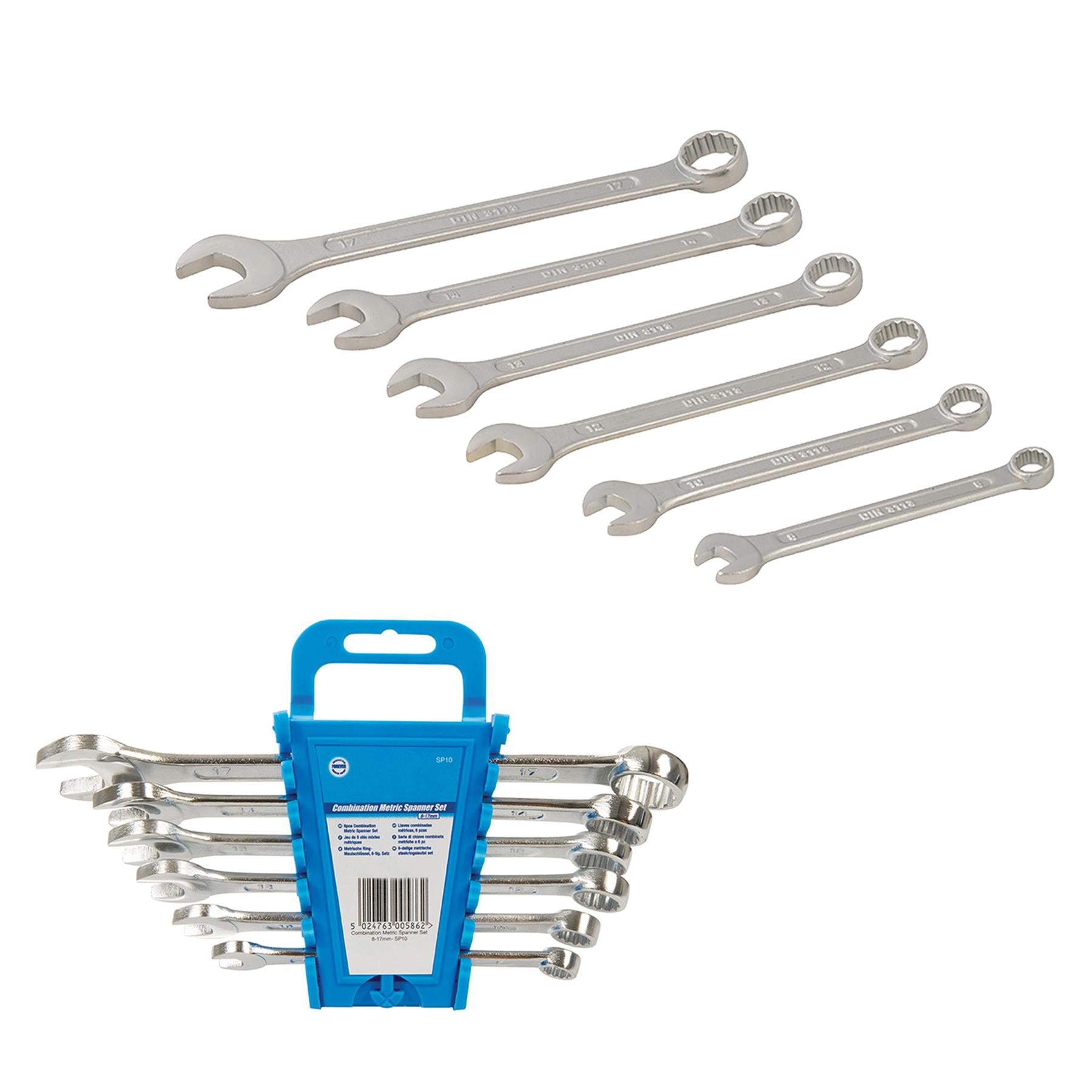 Combination Spanner Metric Set 6Pce Range: 8 - 17mm Polished Chrome Vanadium