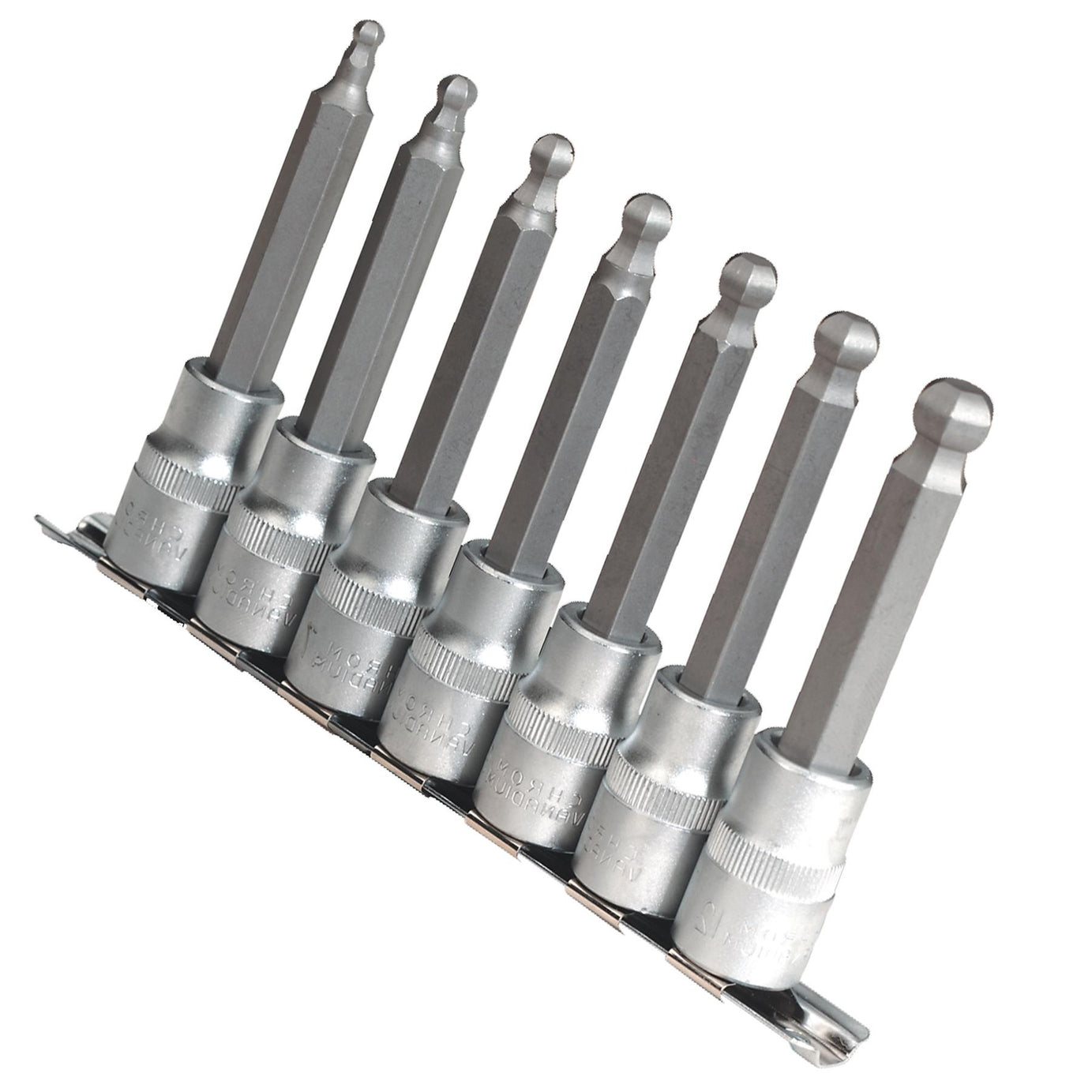 Sealey Ball-End HexSocket Bit Set 7pc 100mm 1/2"Sq Drive Metric