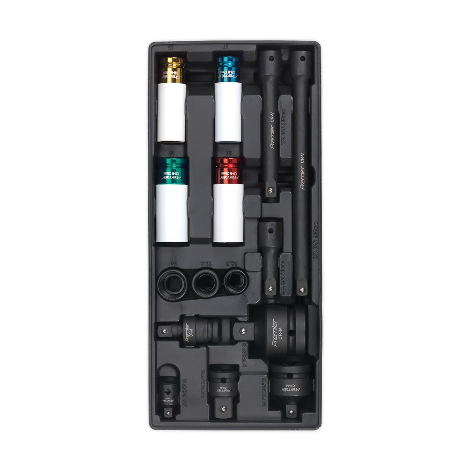 Sealey Tool Tray with Impact Socket & Adaptor Set 15pc Metric