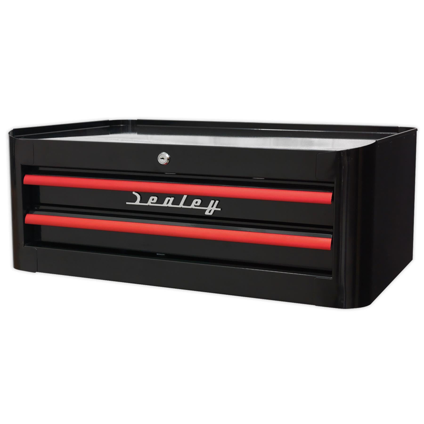 Sealey Mid-Box 2 Drawer Retro Style - Black/Red Anodised Draw Pulls