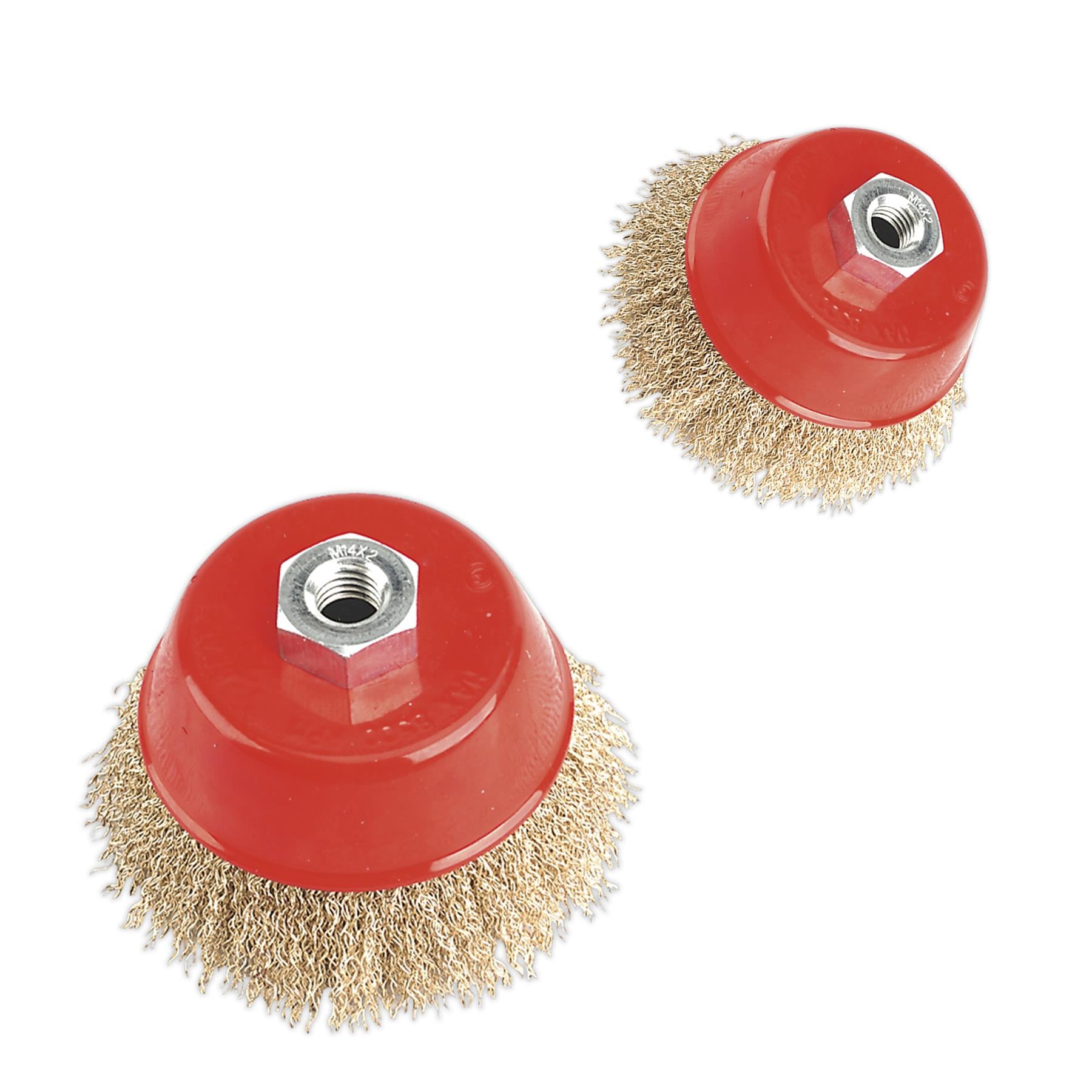 Sealey Brassed Steel Cup Brush 100mm M14 x 2mm