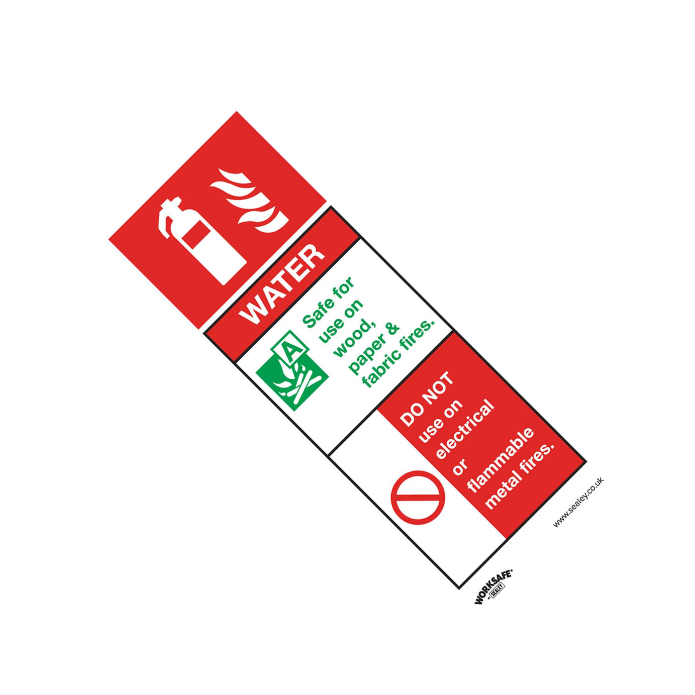 Sealey Safety Sign - Water Fire Ext. - Rigid Plastic - Pack of 10