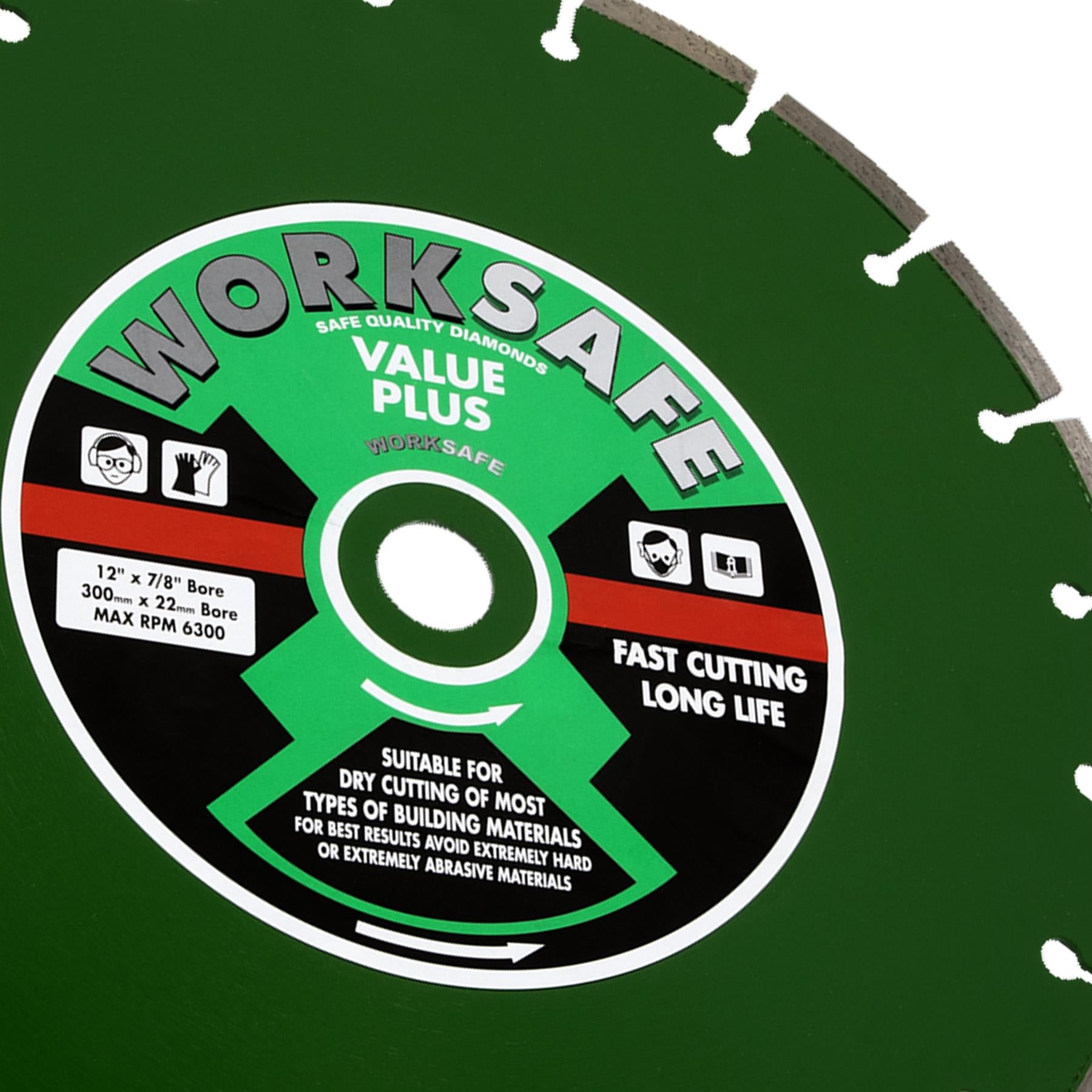 Value Plus Diamond Blade 300 x 22mm. cutting hard and medium materials   Sealey