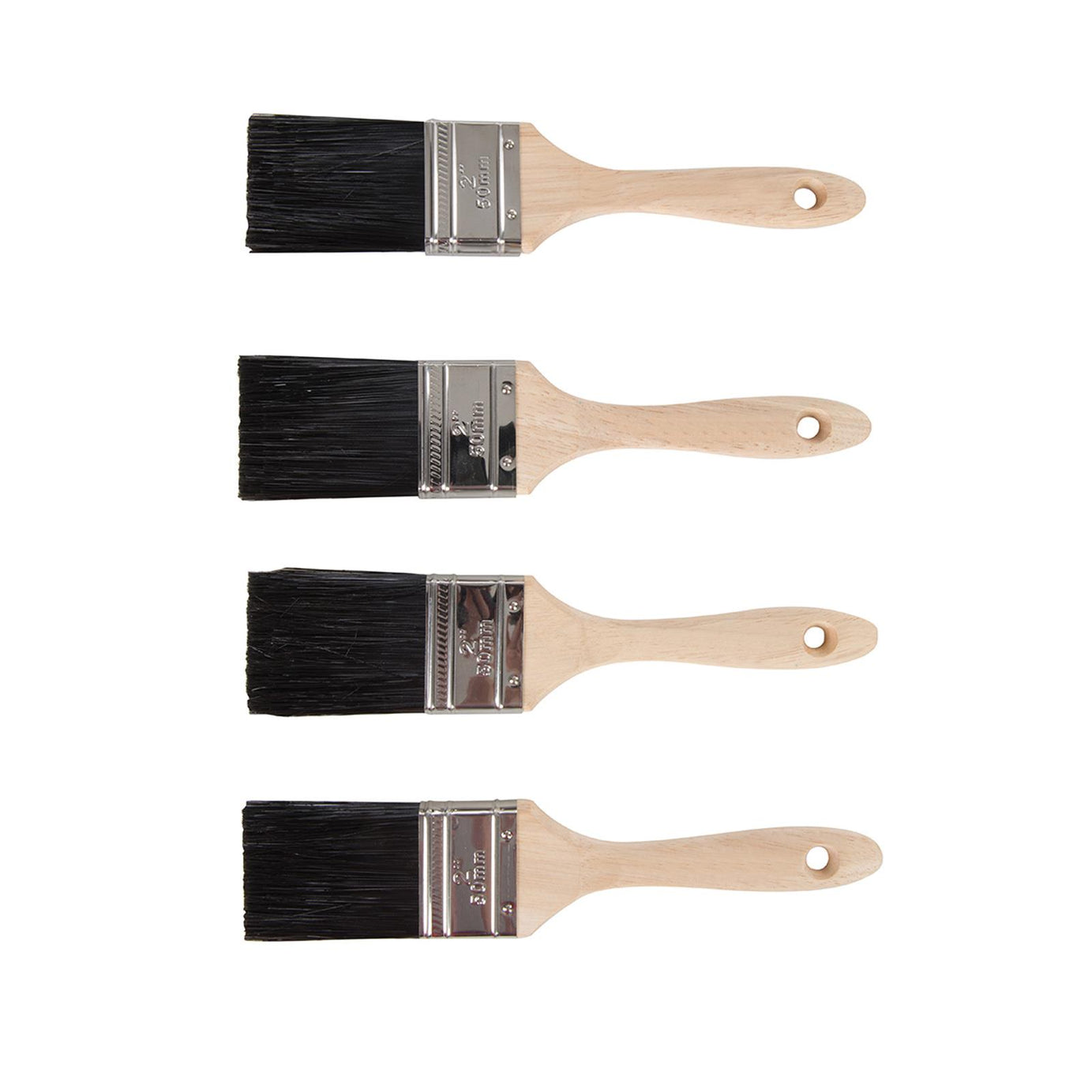 Tradesman Synthetic Paint Brushes 4Pk 50mm Hardwood Handle With Hanging Hole