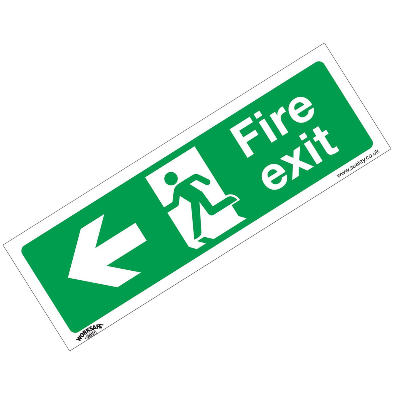 Sealey Safety Sign - Fire Exit (Left) - Slf-Adhes. Vinyl - Pk of 10