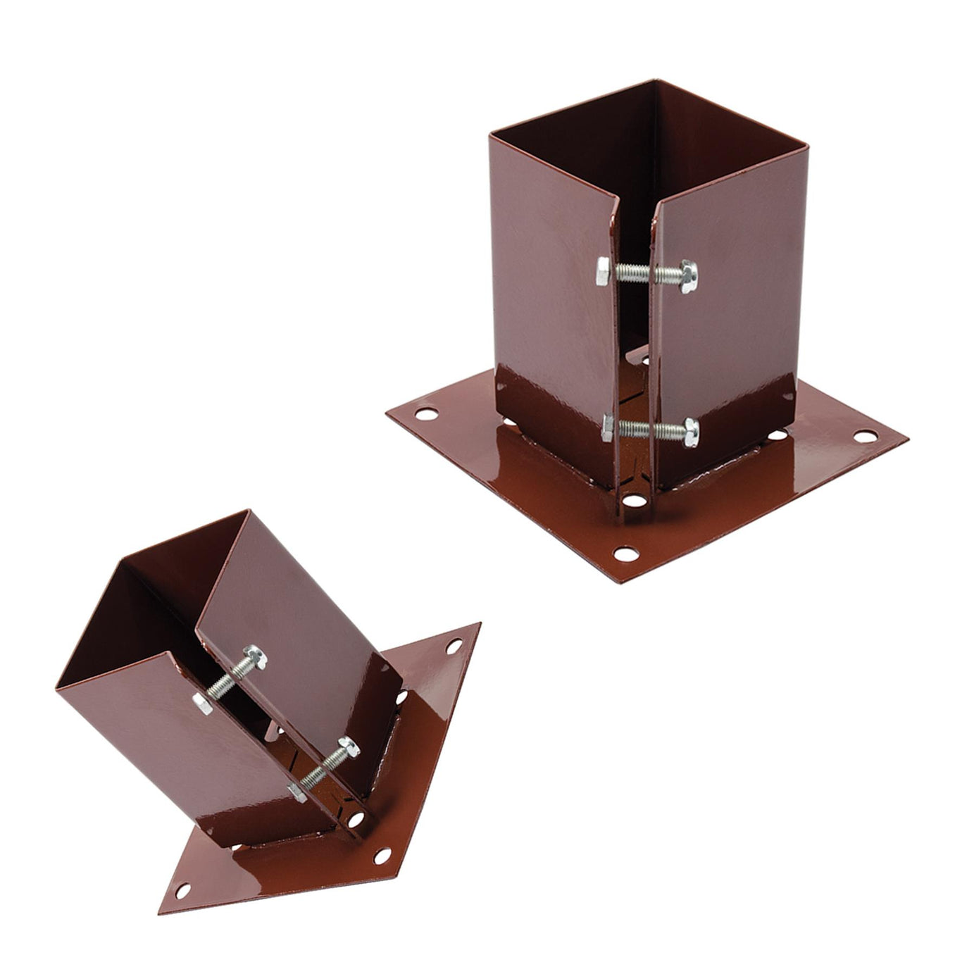 Fence Post Support Bolt Down 4" 100mm Garden Holder Like Metpost Bolt Grip Brown[Pack Of 10,DP02975]