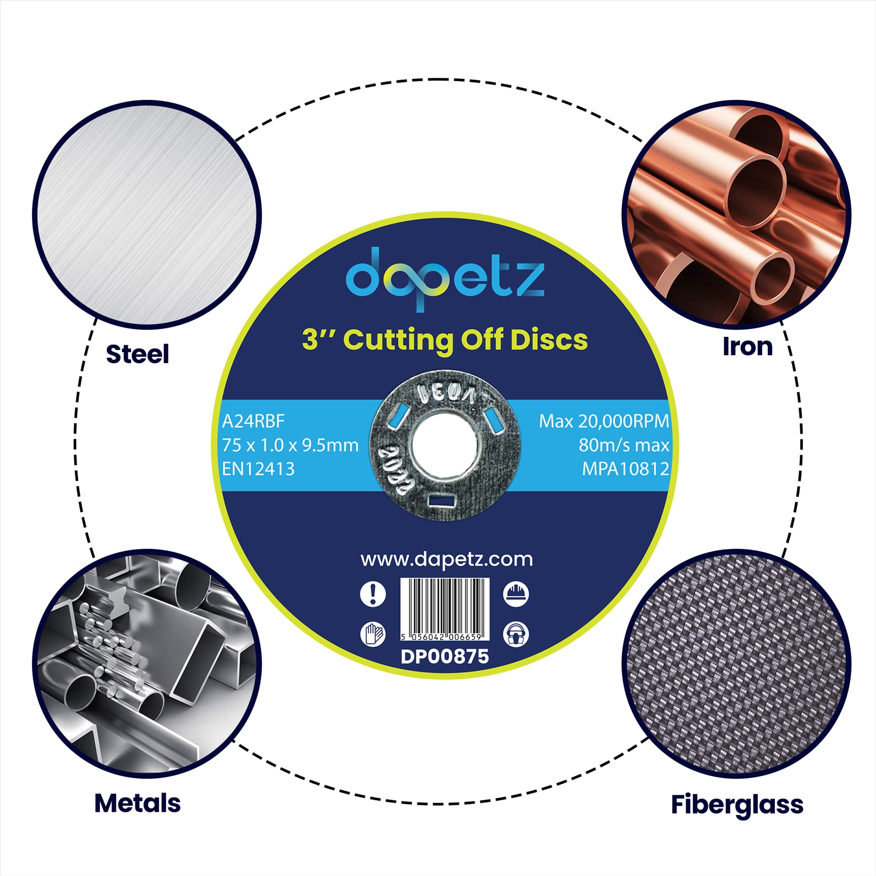 Stainless Steel Thin Metal Cutting Discs 75mm X 1mm For Angle Grinder Pack of 10