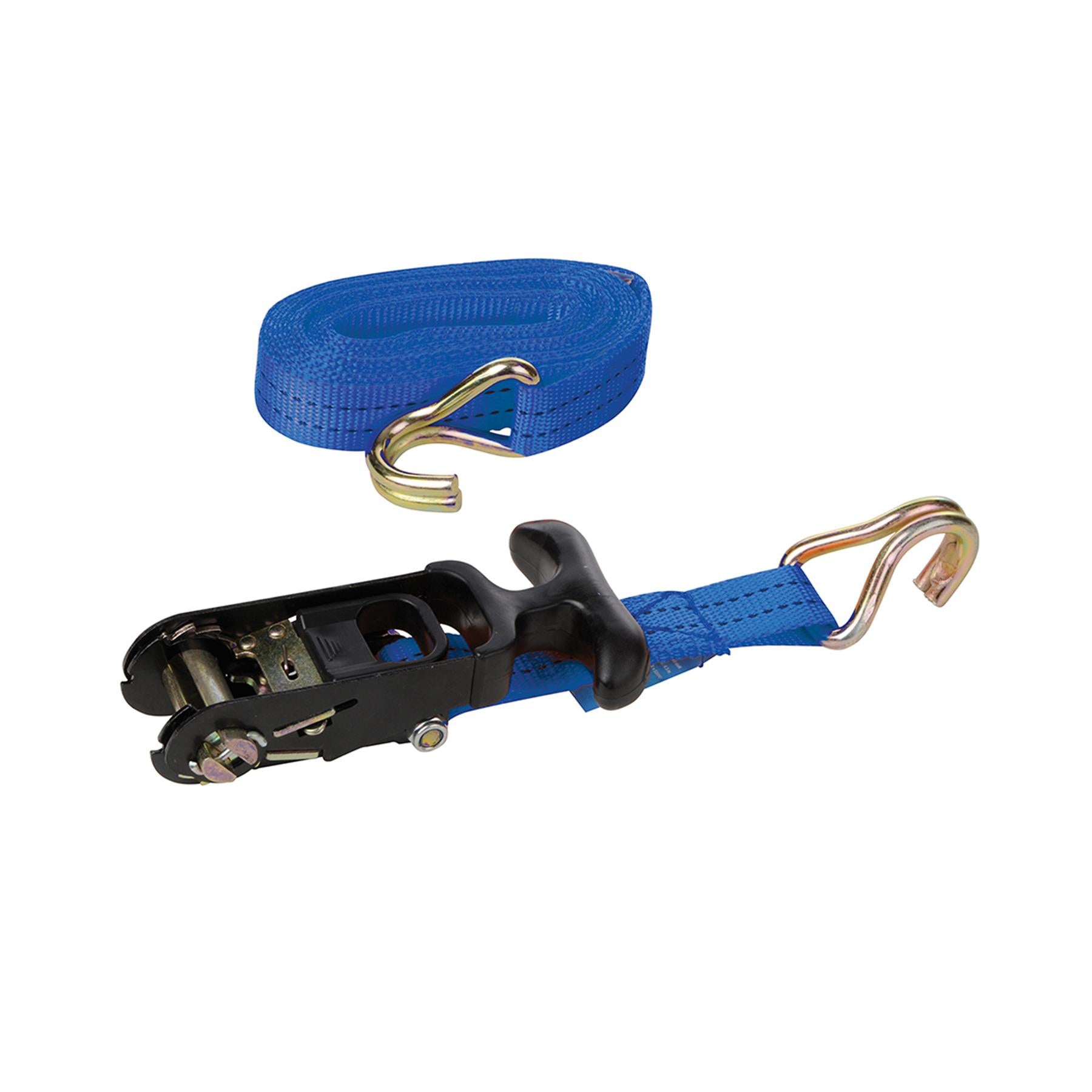 Rubber-Handled Ratchet Tie Down Strap J-Hook 4.5M X 38mm - Rated 400Kg