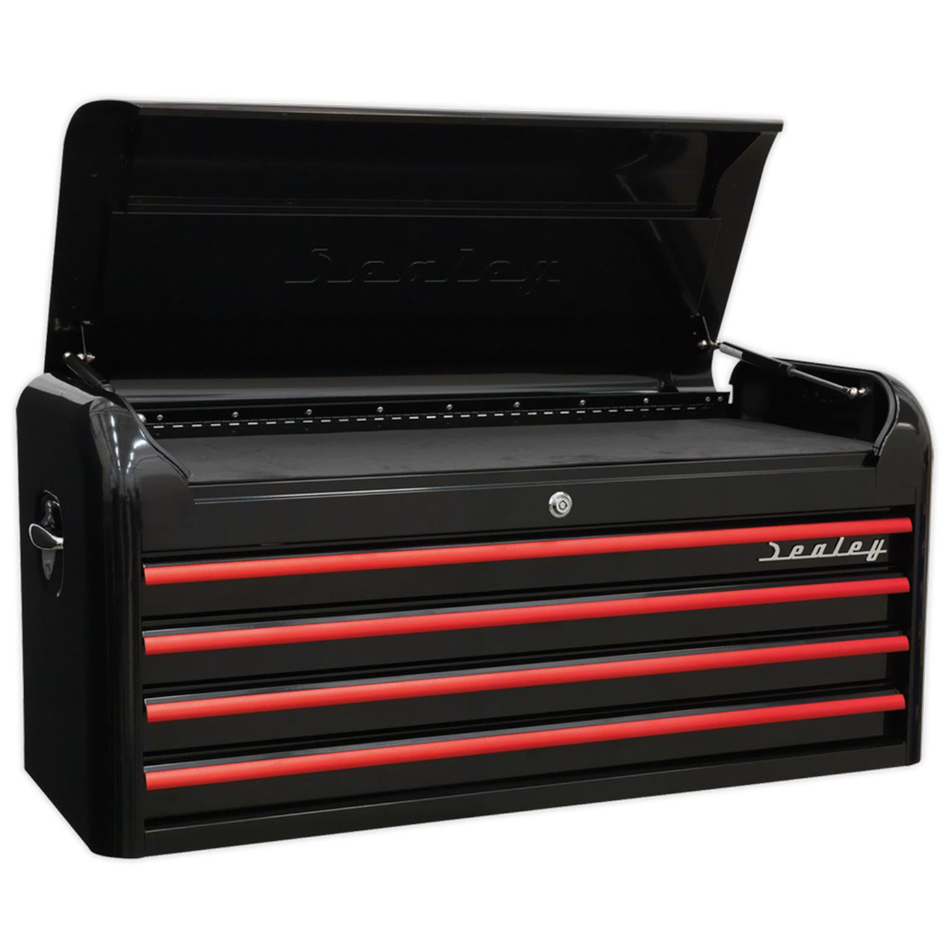 Sealey Topchest 4 Drawer Retro Style-Black//Red Anodised Draw Pulls