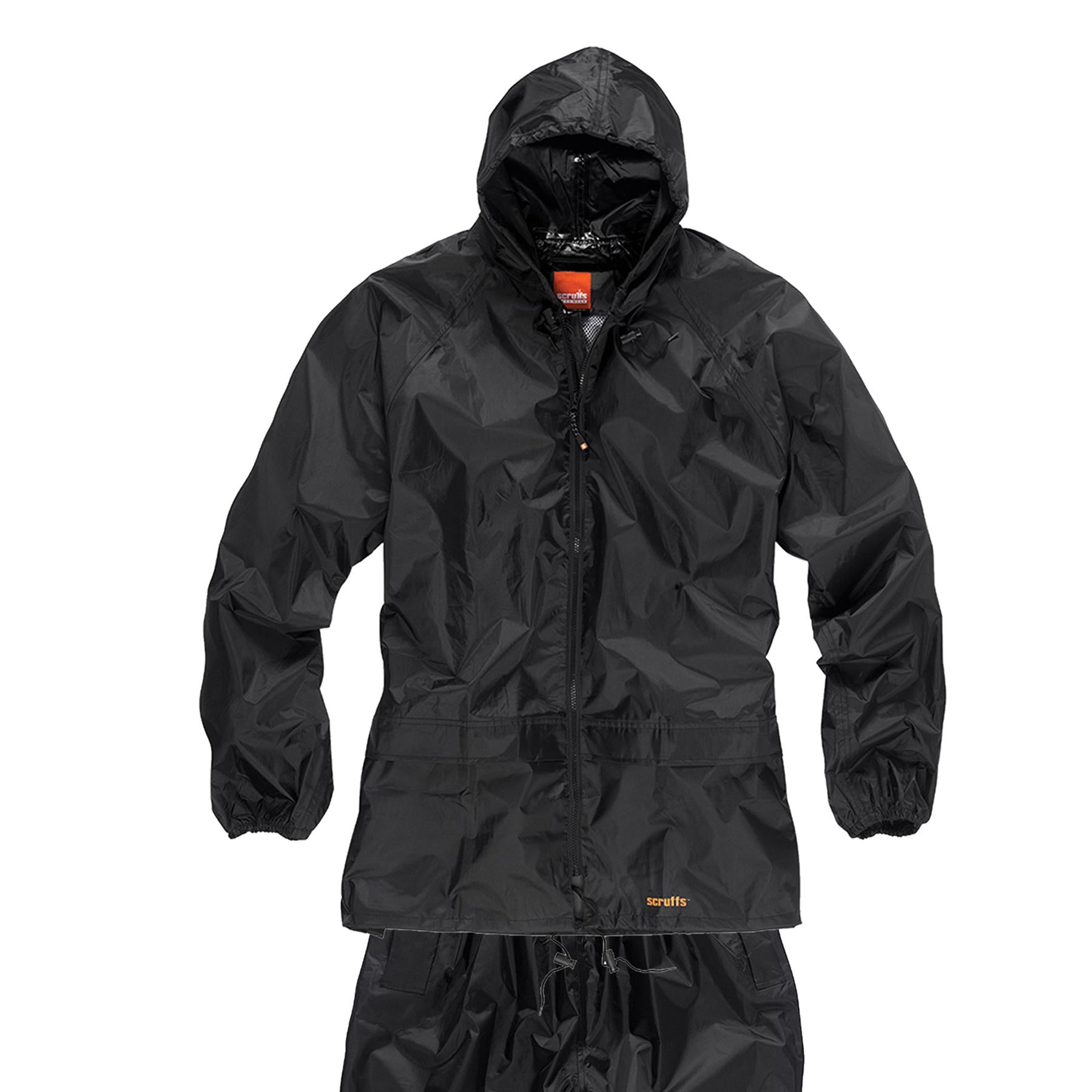 Rain Jacket & Waterproof Trousers 2 Piece Suit Scruffs Workwear/Motorbike-LARGE