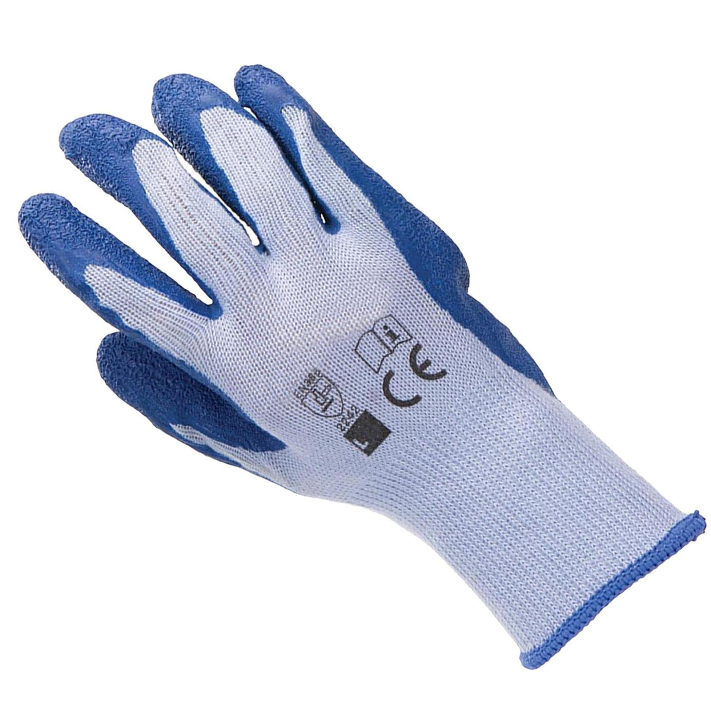 Latex Builders Gloves Anatomical Design Crinkle Finish And Knitted Wrist L 9