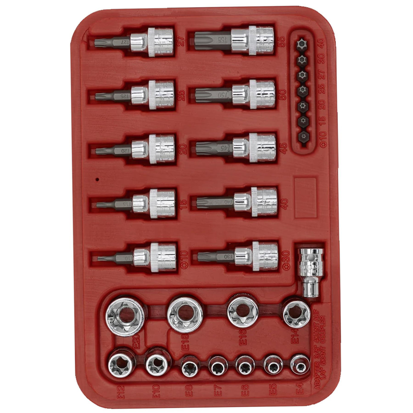 Sealey TRX-Star Socket & Security Bit Set 29pc 1/4"Sq&3/8"Sq Drive