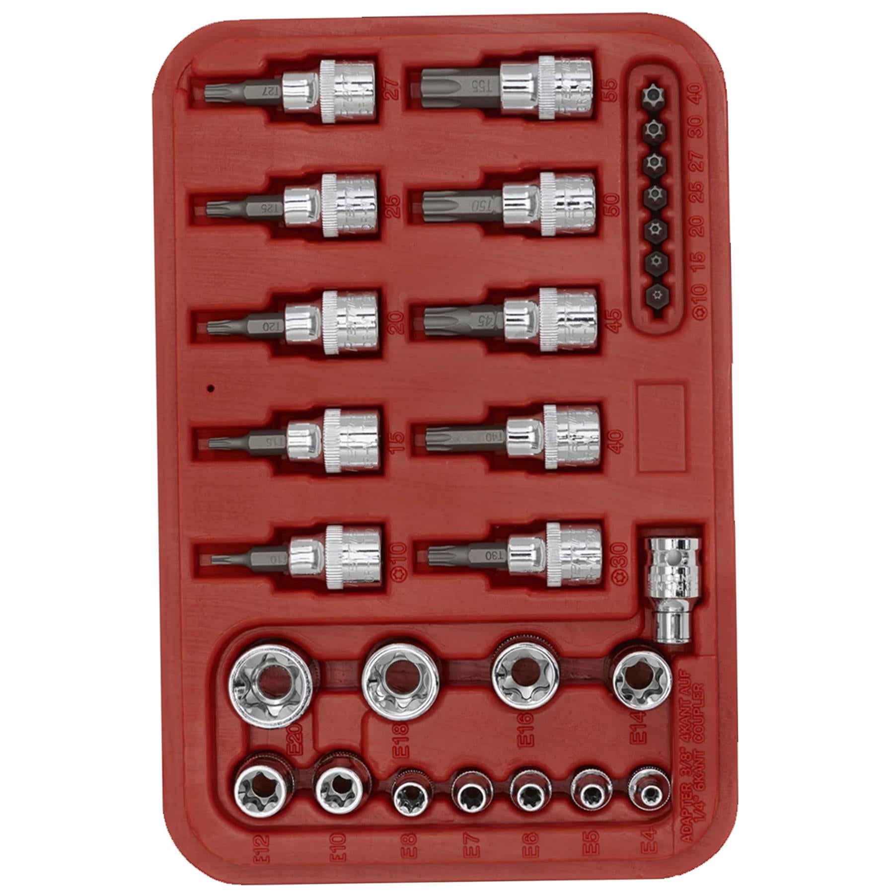 Sealey TRX-Star Socket & Security Bit Set 29pc 1/4"Sq&3/8"Sq Drive