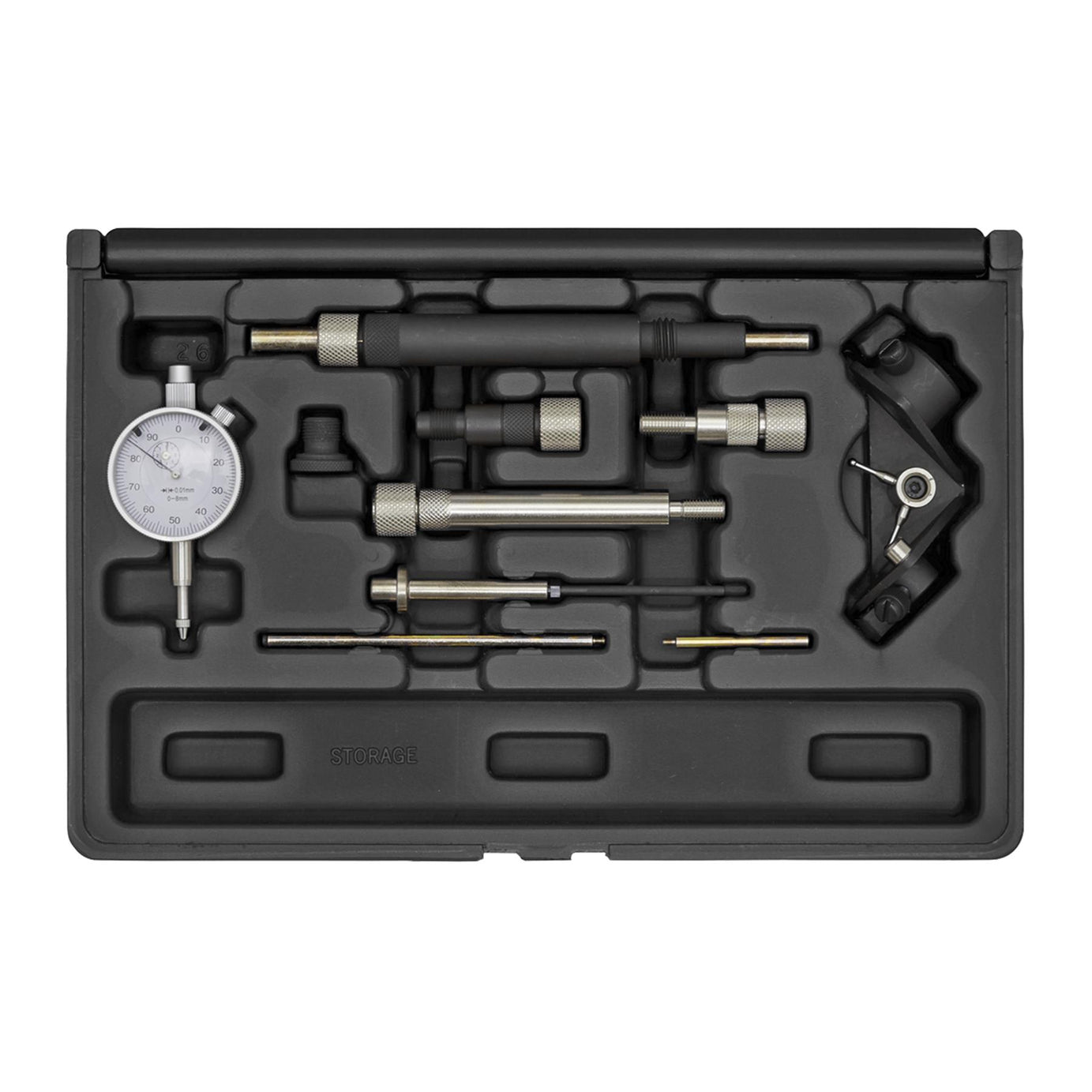 Sealey Fuel Pump Timing Kit 10pc Dial Gauge In Storage Case