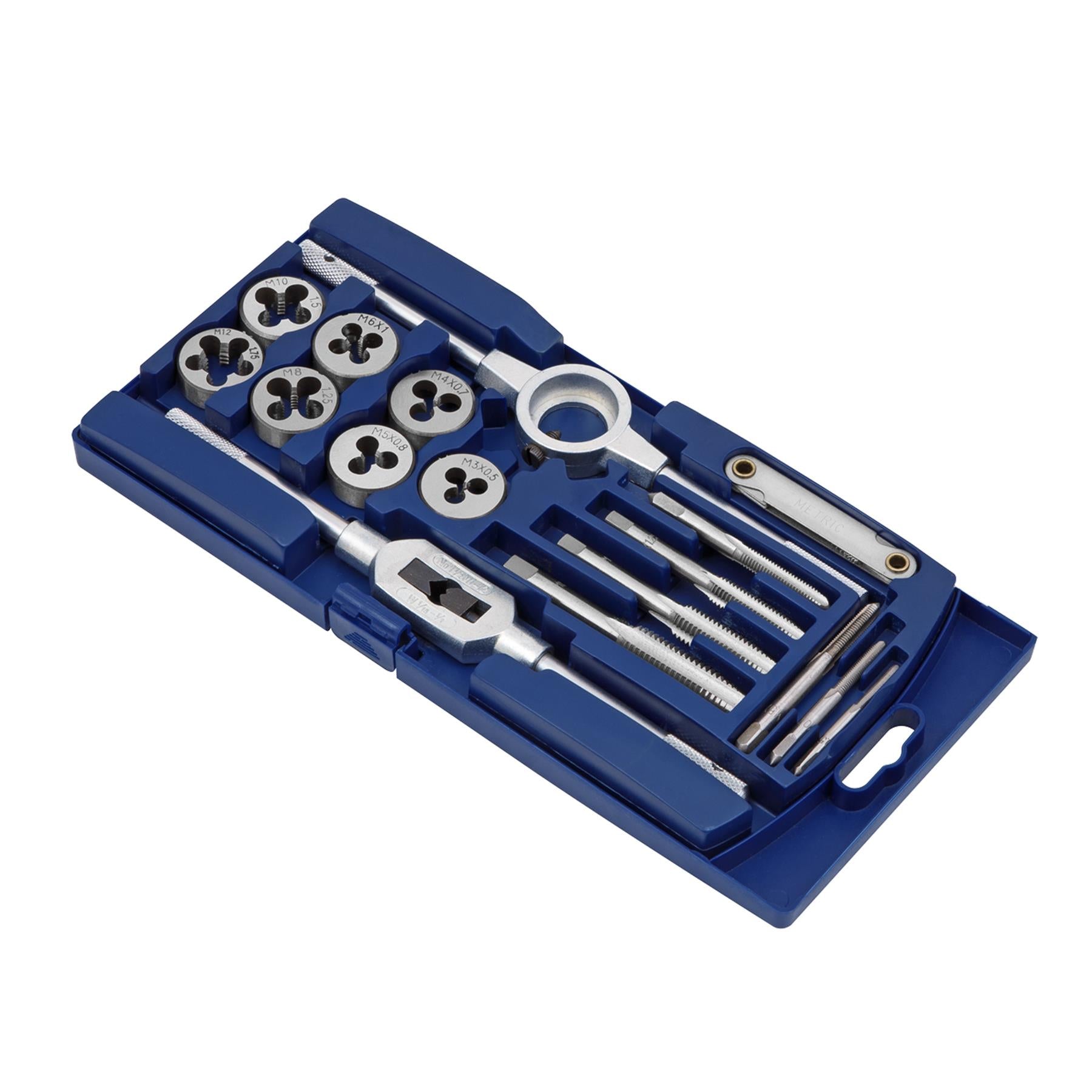 Sealey 17pc Tap & Die Set Metric Thread Cutting/Repairing Set Steel M3 - M12