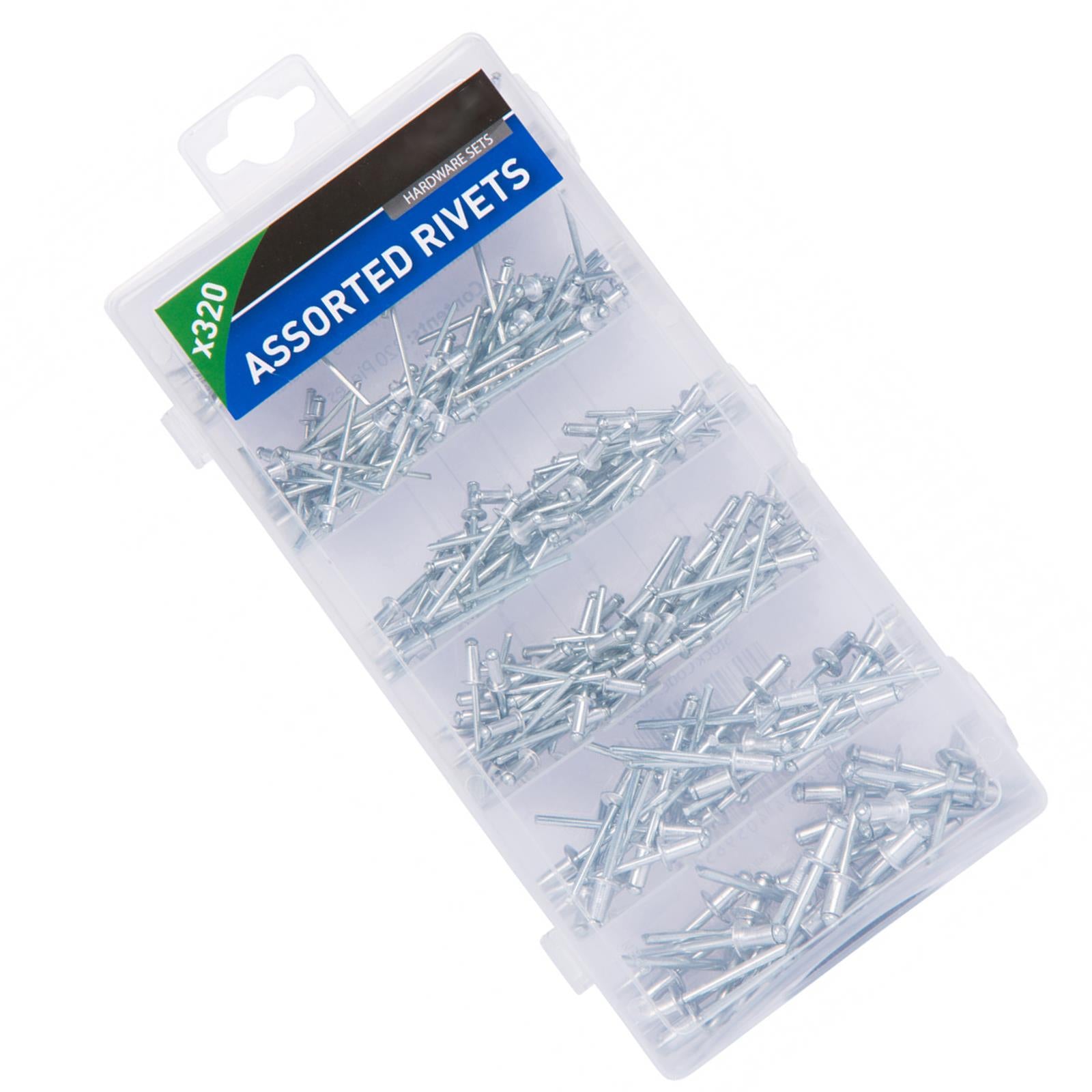 Bluespot 320Pc Assorted Blind Rivet Set Pop Rivets 2.4mm 3.2mm 4mm & 4.8mm Fix Clamp