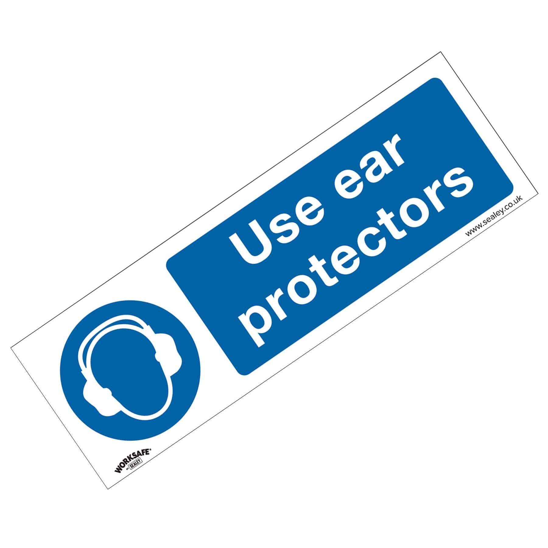 Mandatory Safety Sign - Use Ear Protectors - Self-Adhesive Vinyl