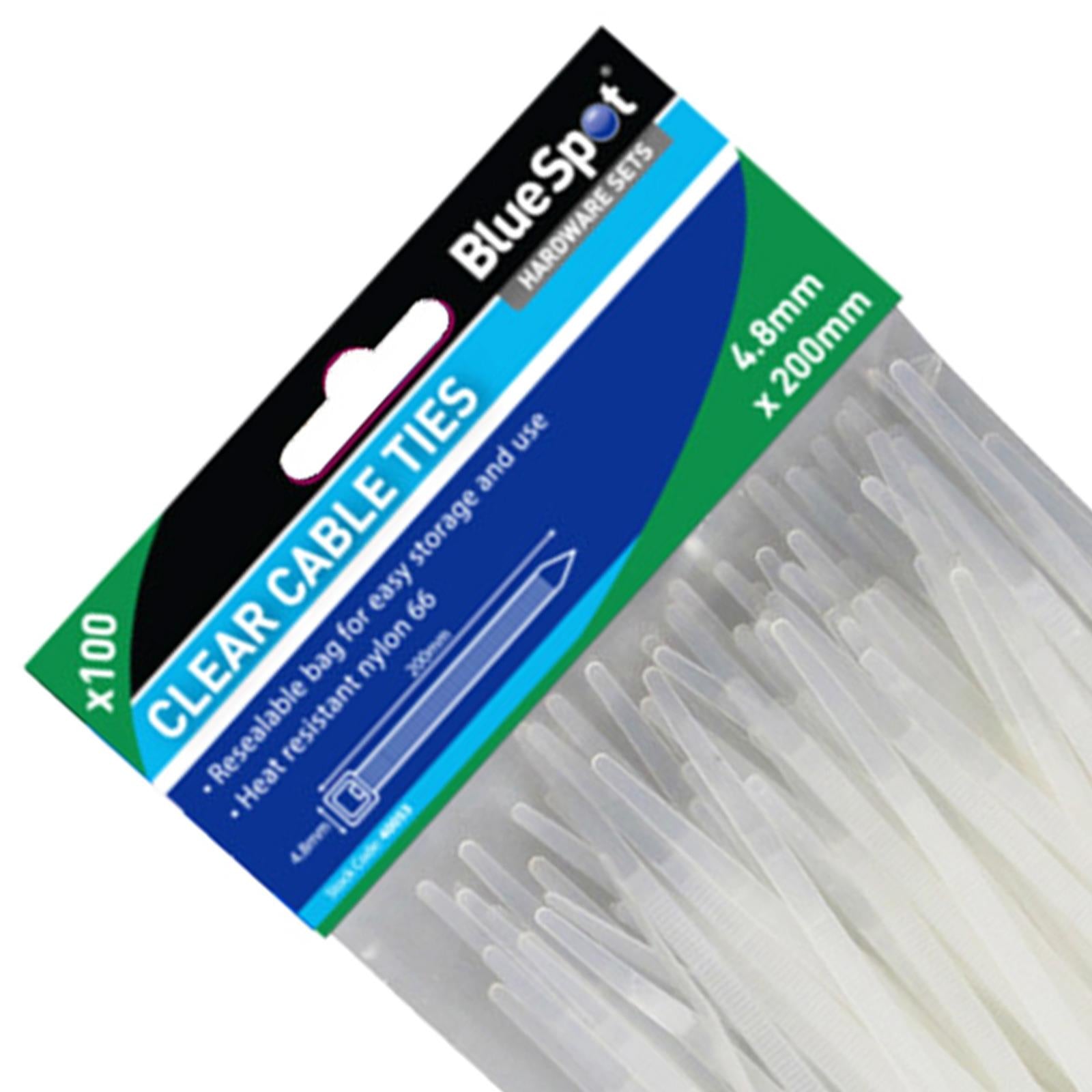 BlueSpot Cable Ties White Releasable SelfLocking Ties 100Pce 200mm