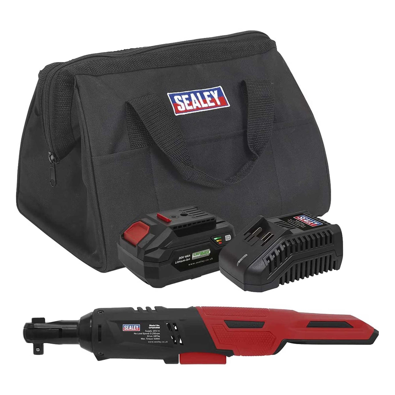Sealey Cordless Ratchet Wrench Kit  3/8"Sq Drive 60Nm 20V 4Ah SV20 Series