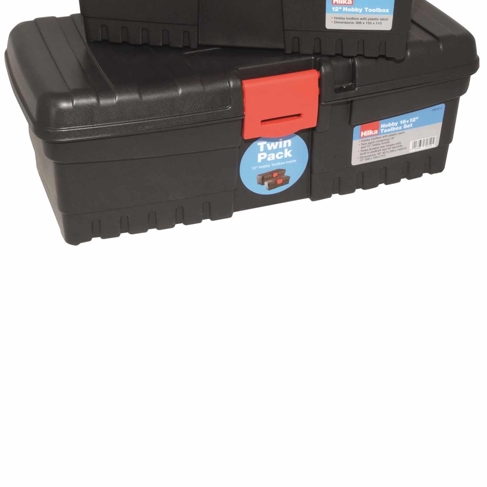 2pc Hobby Tool Box 16" + 12" Storage Carry Case Handle Latch Art Craft