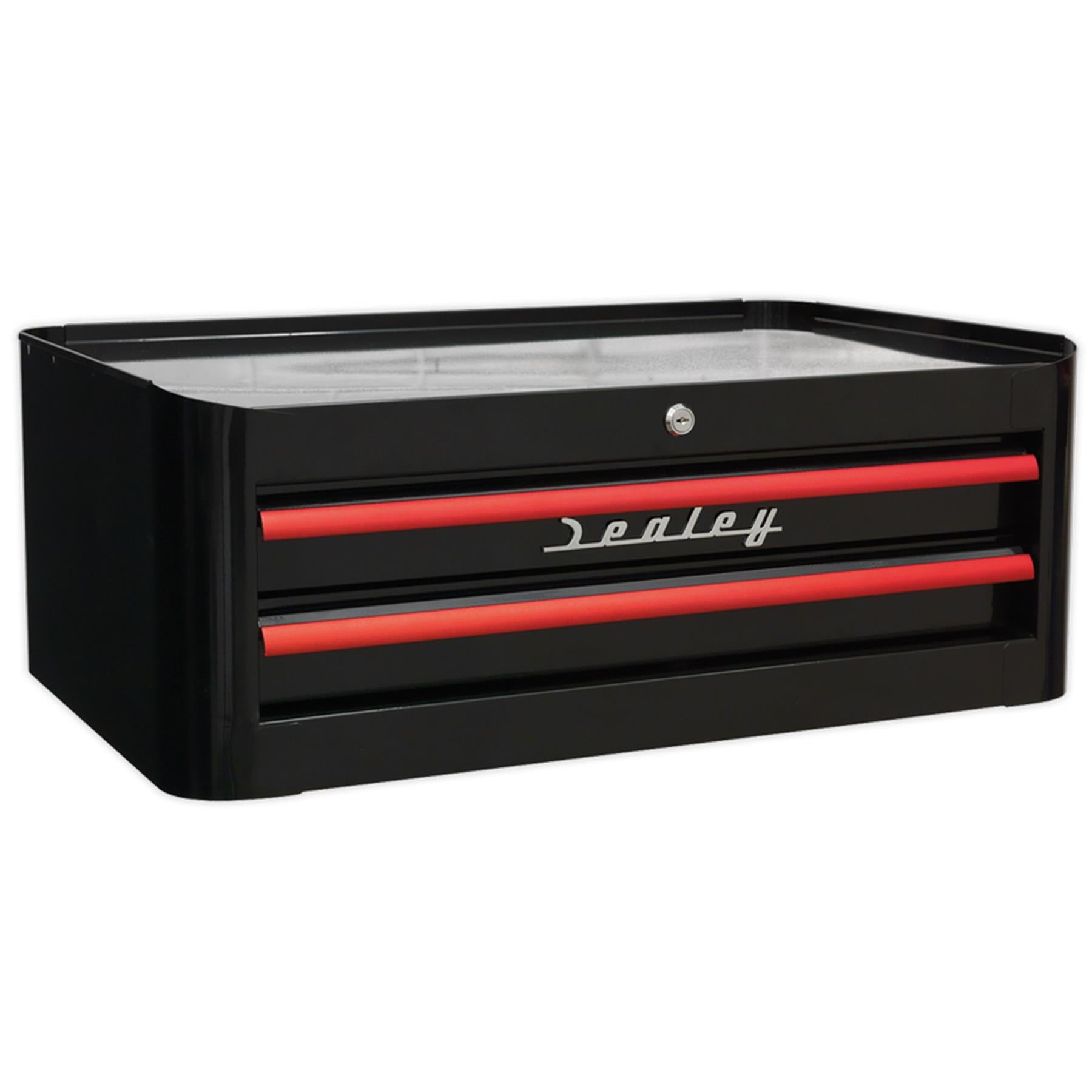 Sealey Mid-Box 2 Drawer Retro Style - Black/Red Anodised Draw Pulls