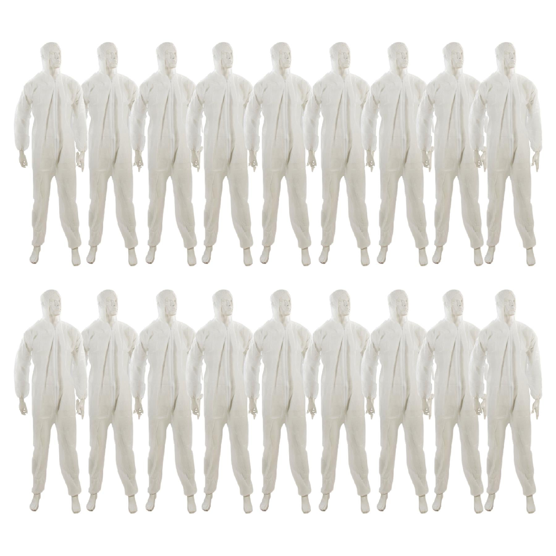 Protective Disposable Overall Boiler Paper Suit Coveralls Protection Suit 20Pcs Large