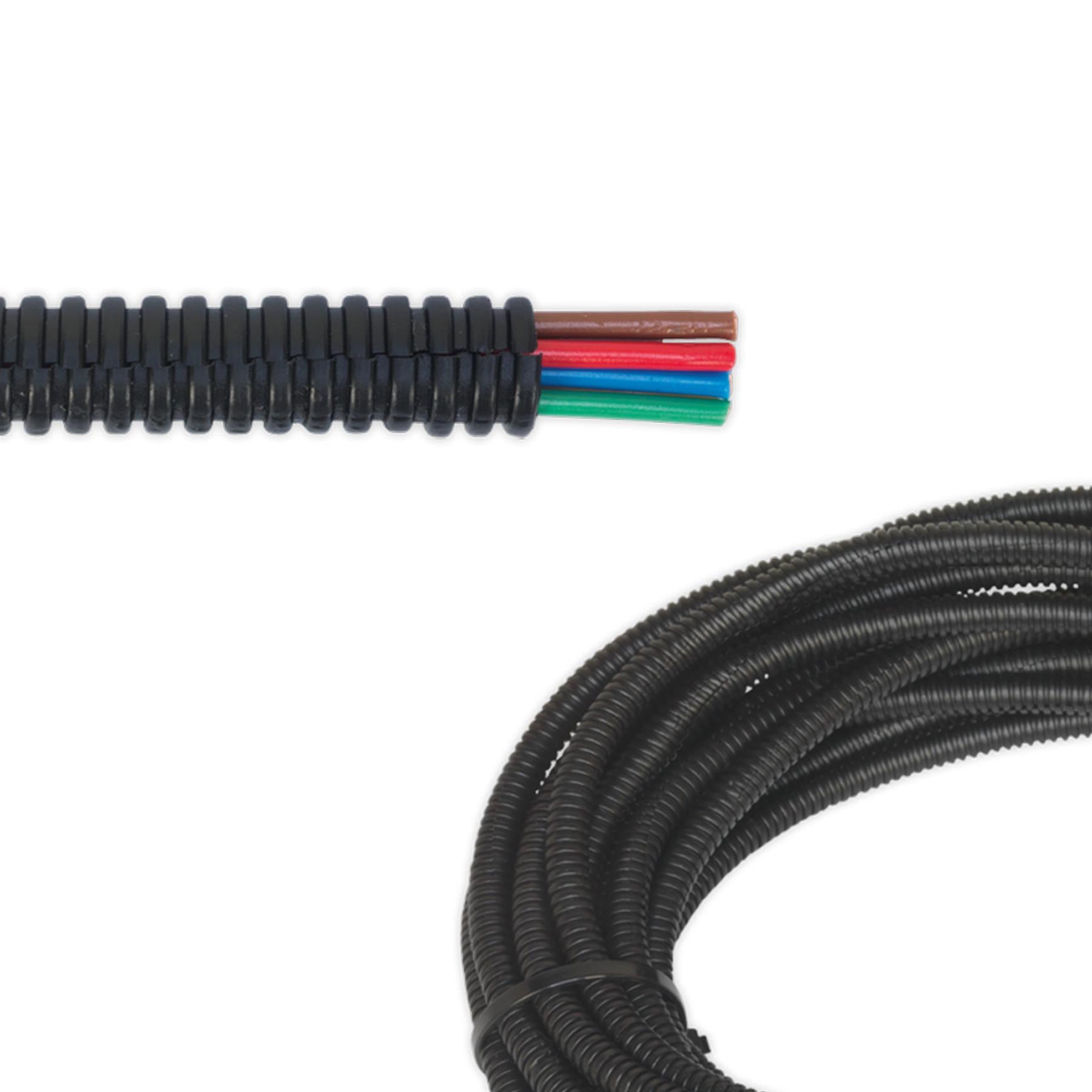 CTS0750 Sealey Convoluted Cable Sleeving Split Ø7-10mm 50mtr [Electrical]