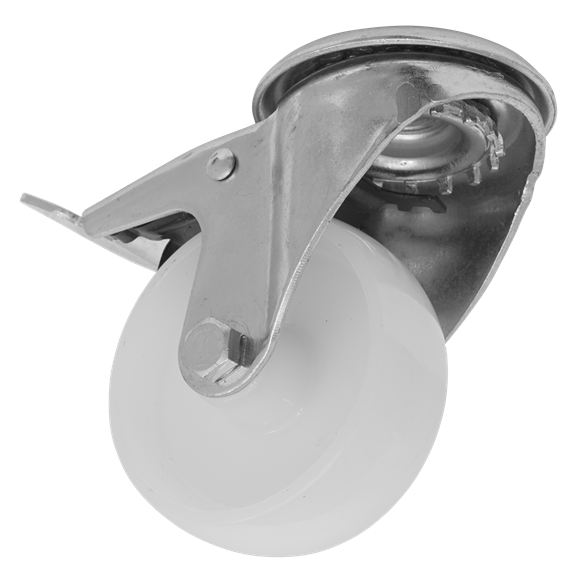 Sealey Heavy-Duty Nylon Castor Wheel Bolt Hole with Total Lock �80mm - Trade