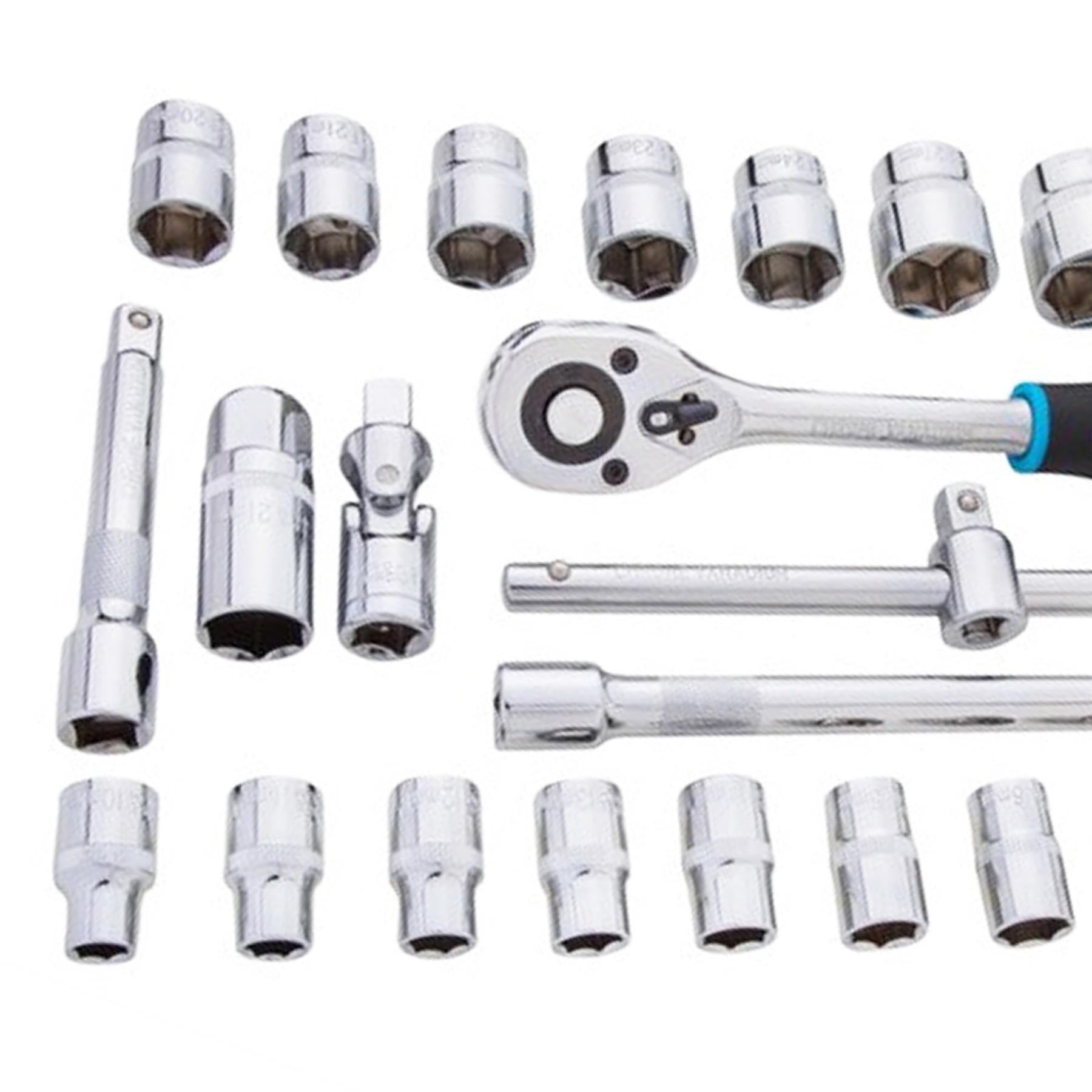Bluespot 24 Pc Metric Socket Set Ratchet Extention Bar 1/2" Drive 10mm to 32mm