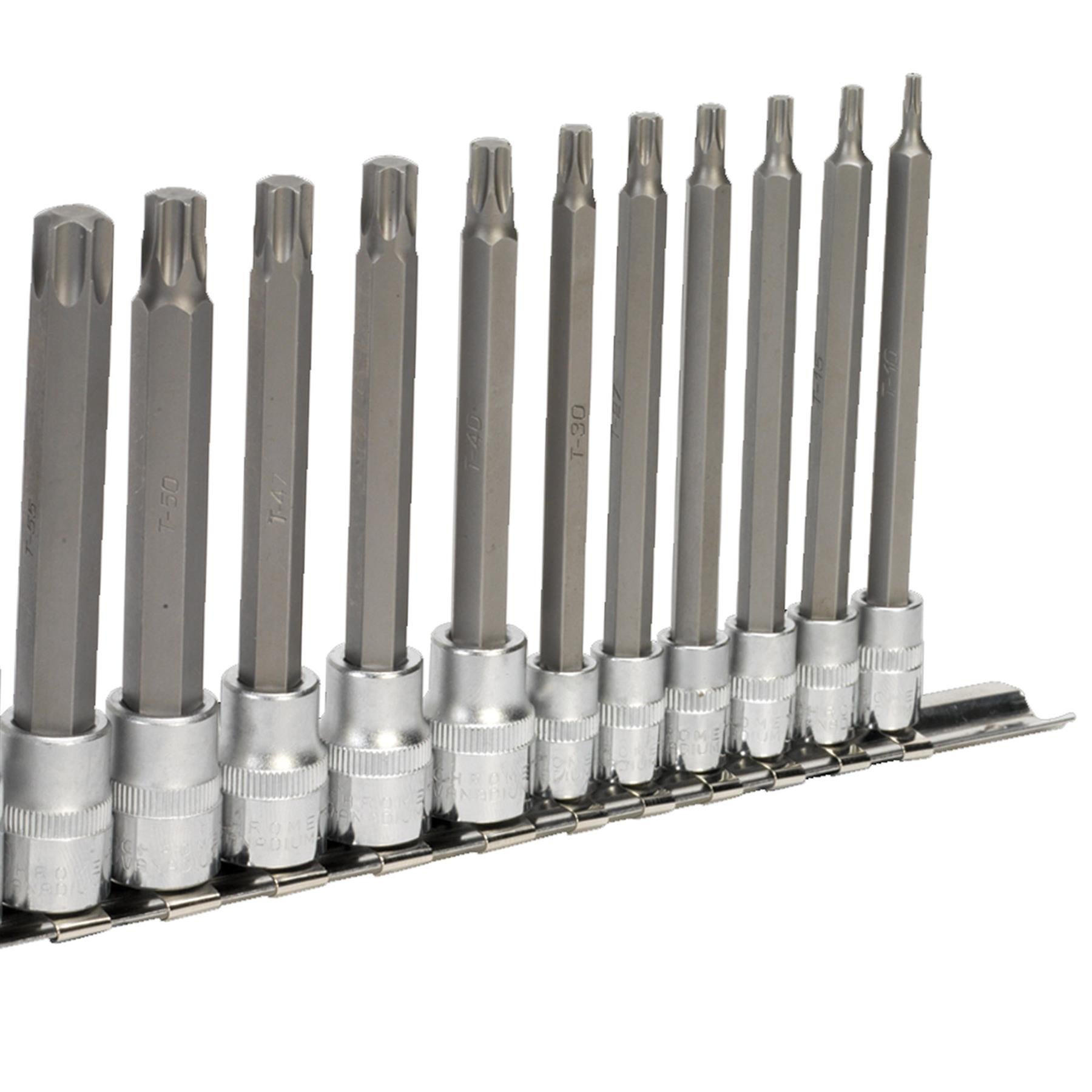 Sealey TRX-Star Socket Bit Set 12pc 1/4", 3/8" & 1/2"Sq Drive 100mm