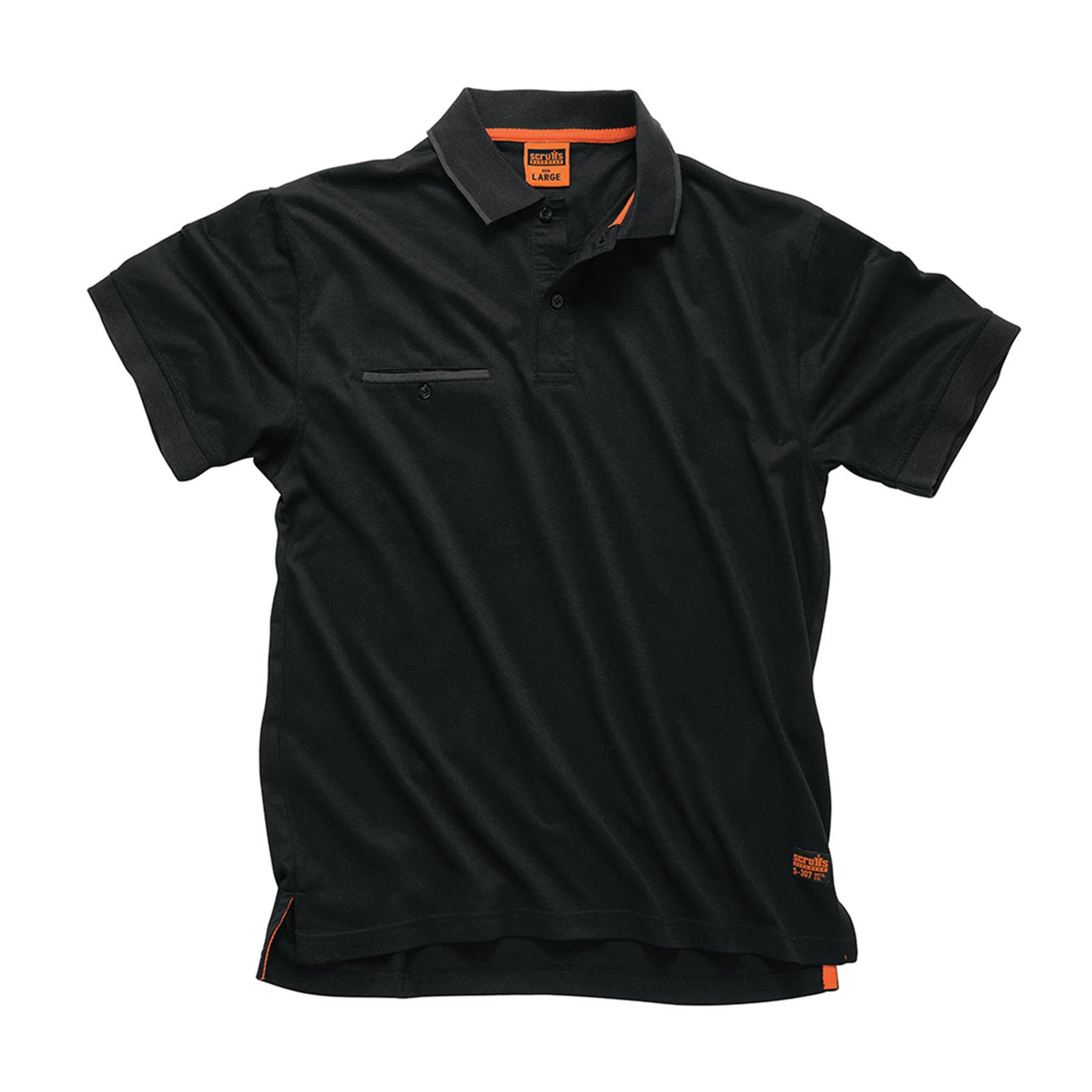 Scruffs Black Polo Shirt Short Sleeve Workwear Mens T Shirt Size XL