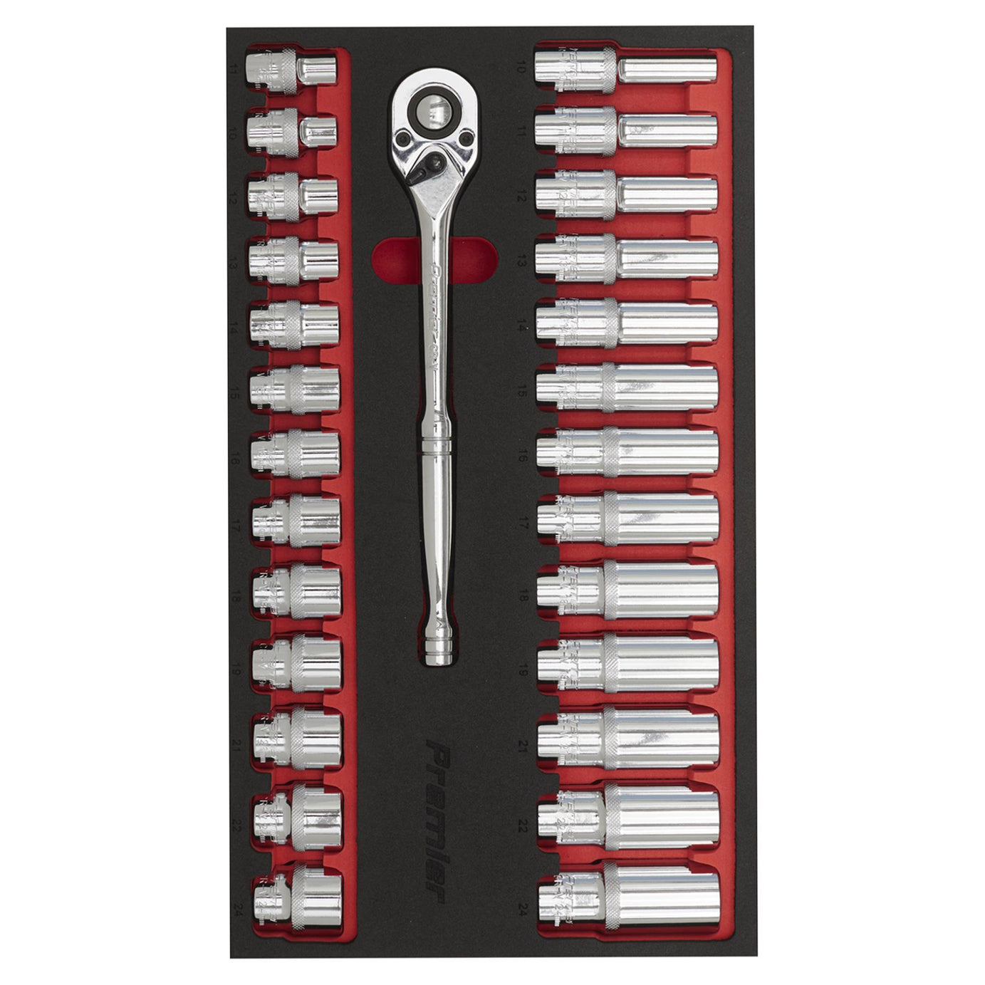 Sealey Ratchet Wrench & Socket Set 27pc 1/2"Sq Drive