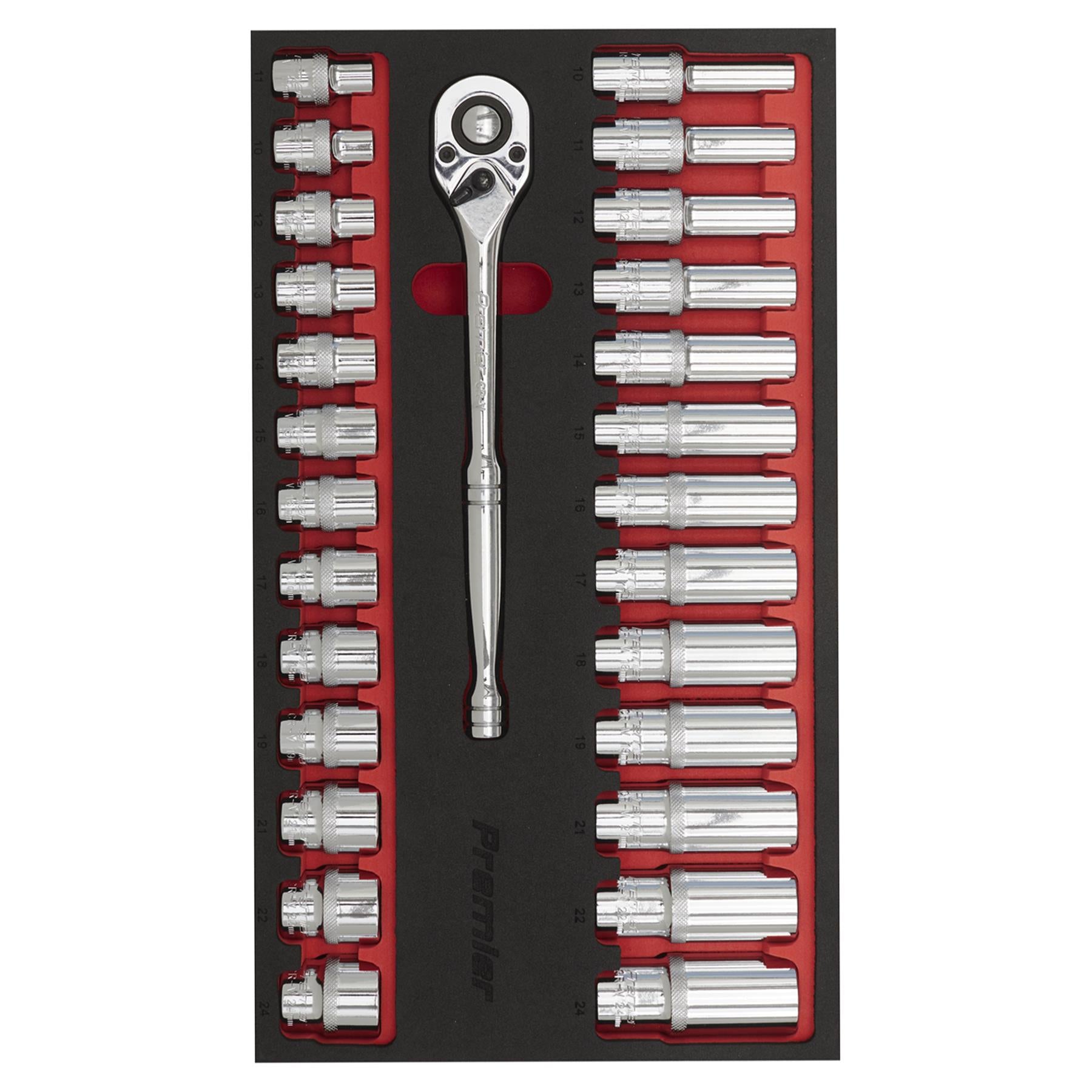 Sealey Ratchet Wrench & Socket Set 27pc 1/2"Sq Drive