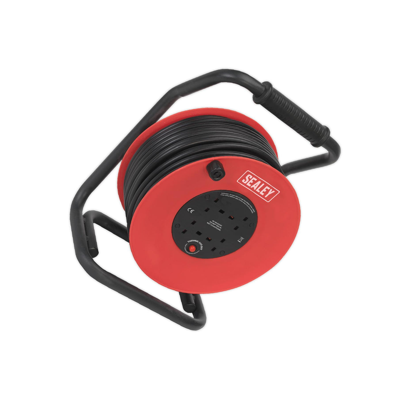 Sealey Cable Reel 50m 4 x 230V 2.5mm Heavy-Duty Thermal Trip