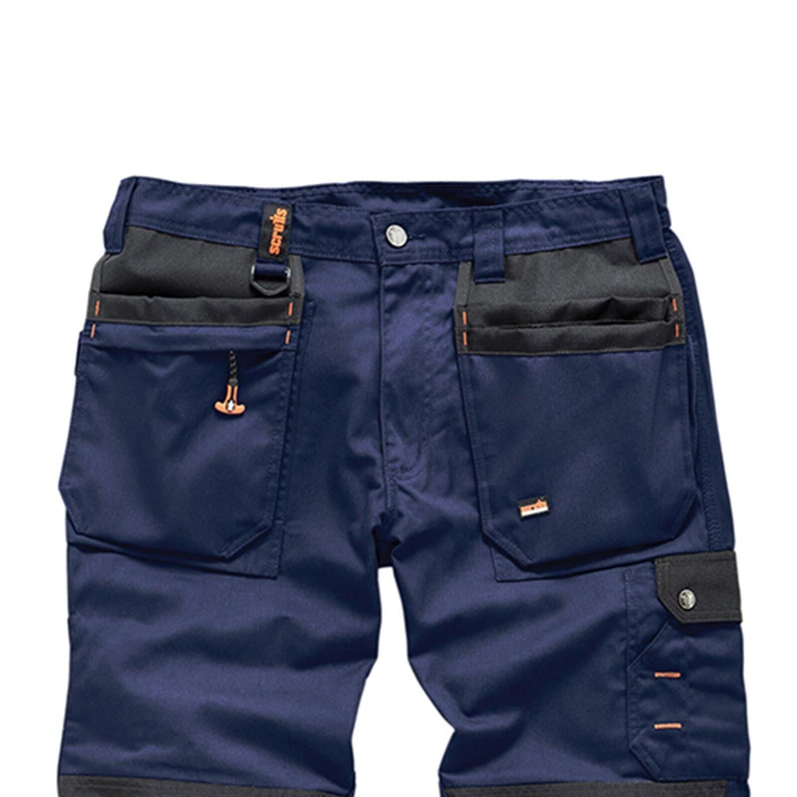 Scruffs Worker Plus Work Trousers 32R Navy Cargo Combat Hard Wearing Trouser