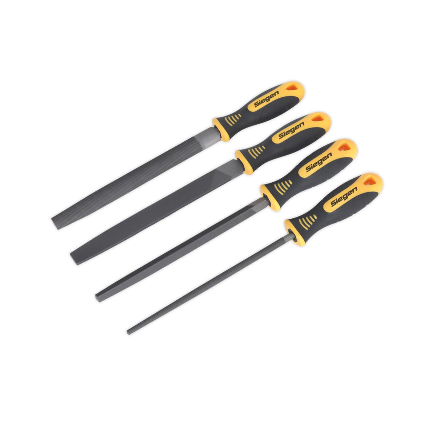 Sealey File Set 4pc 200mm Soft Grip Handles