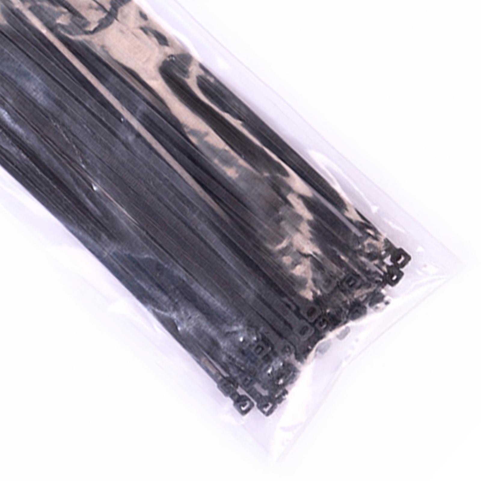 BlueSpot 50Pce 3.6mm x 350mm Black Cable Ties Heavy Duty Self Locking Home Office