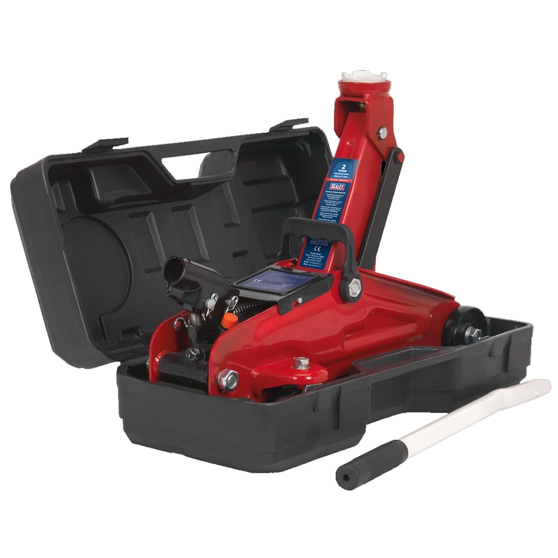 Sealey Trolley Jack 2tonne Short Chassis with Storage Case