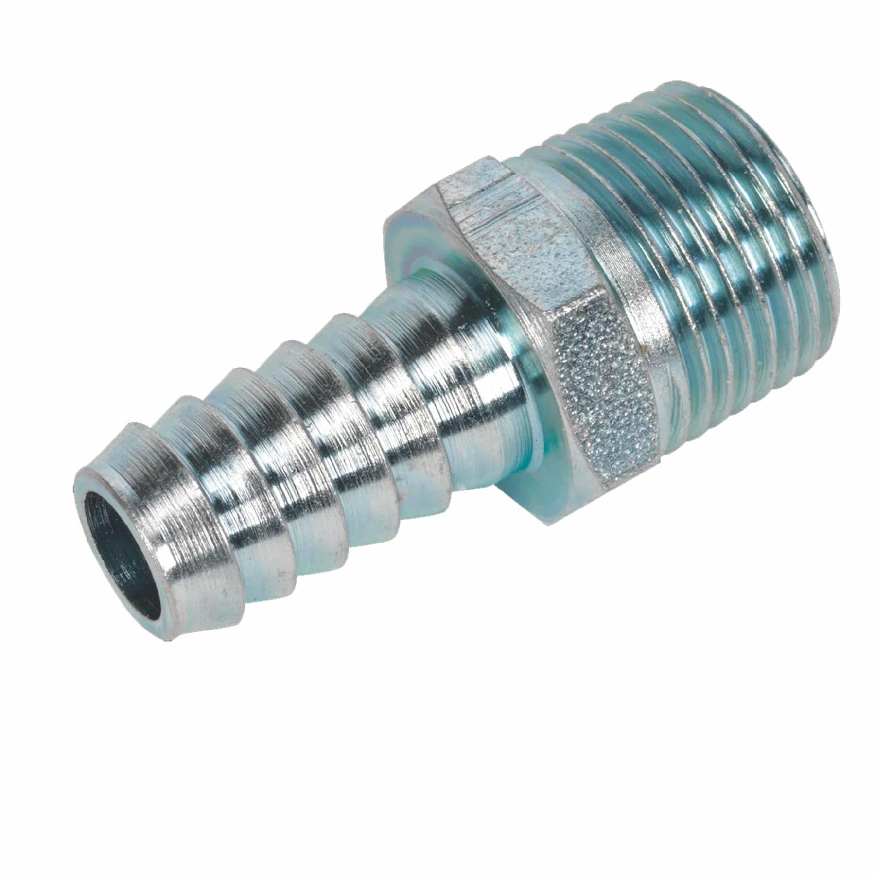 Screwed Tailpiece Male 3/8"BSPT - 3/8" Hose Pack of 5. Sealey