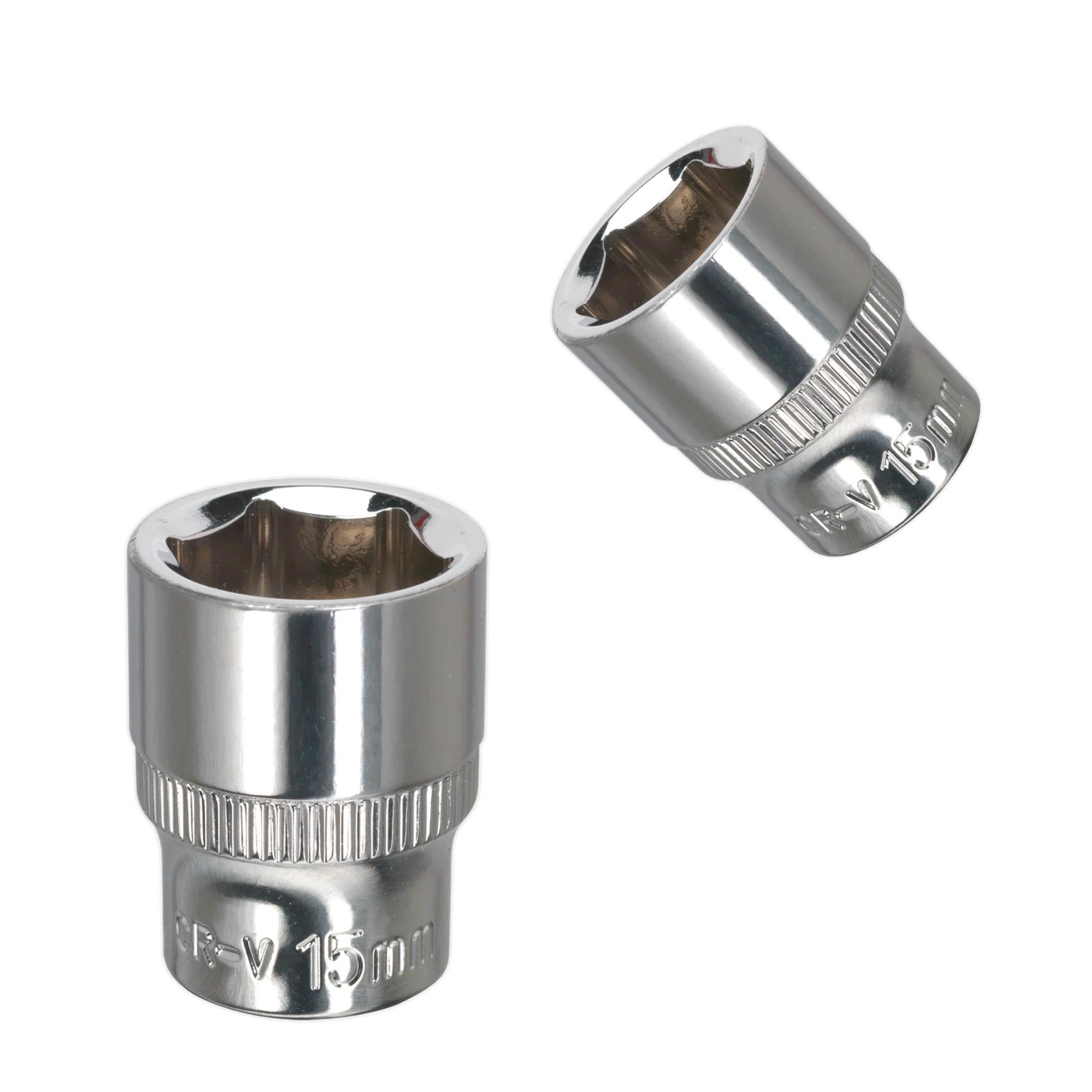 Sealey WallDrive Socket 15mm 3/8"Sq Drive Fully Polished