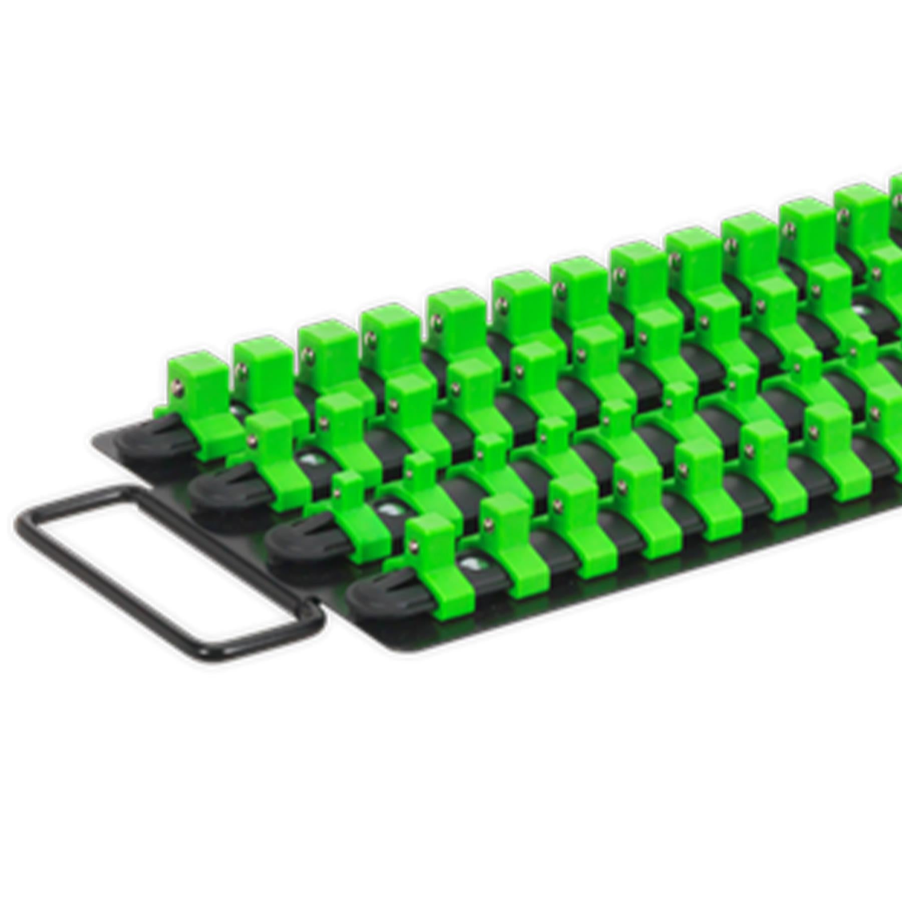 Sealey Socket Rail Tray 1/4", 3/8" & 1/2"Sq Drive - Hi-Vis Green