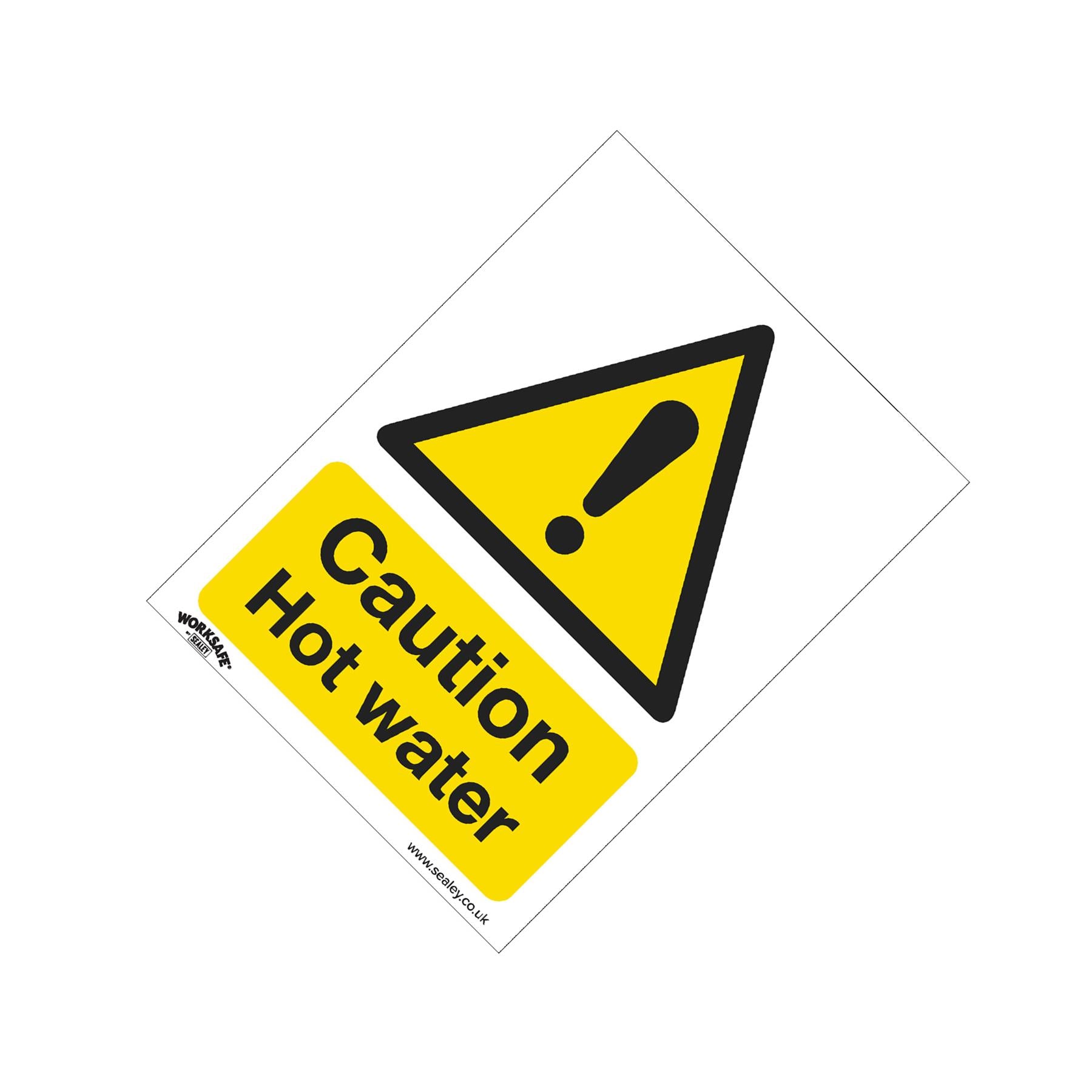 Sealey Safety Sign - Caution Hot Water - Rigid Plastic - Pack of 10