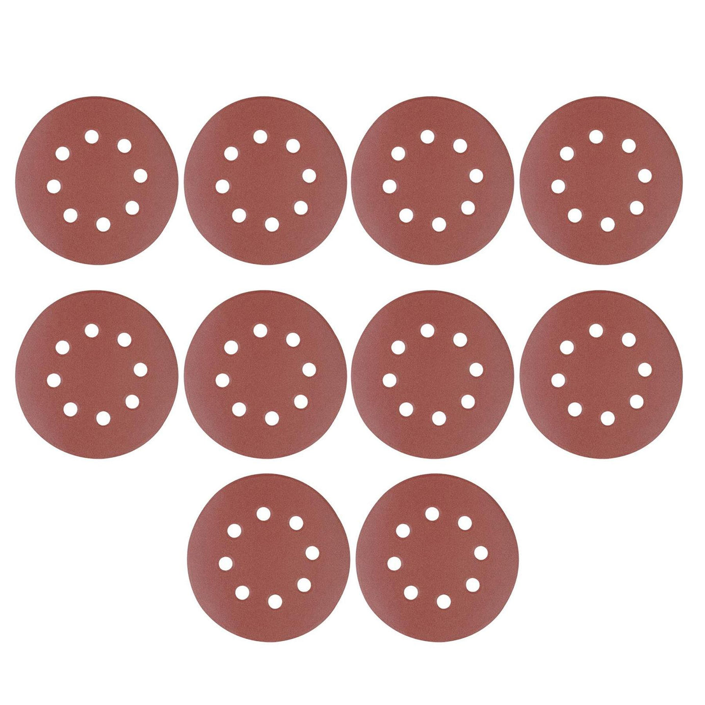 Punched Sanding Discs 125mm 10Pk Grit 240 Hook & Loop Aluminium Oxide New