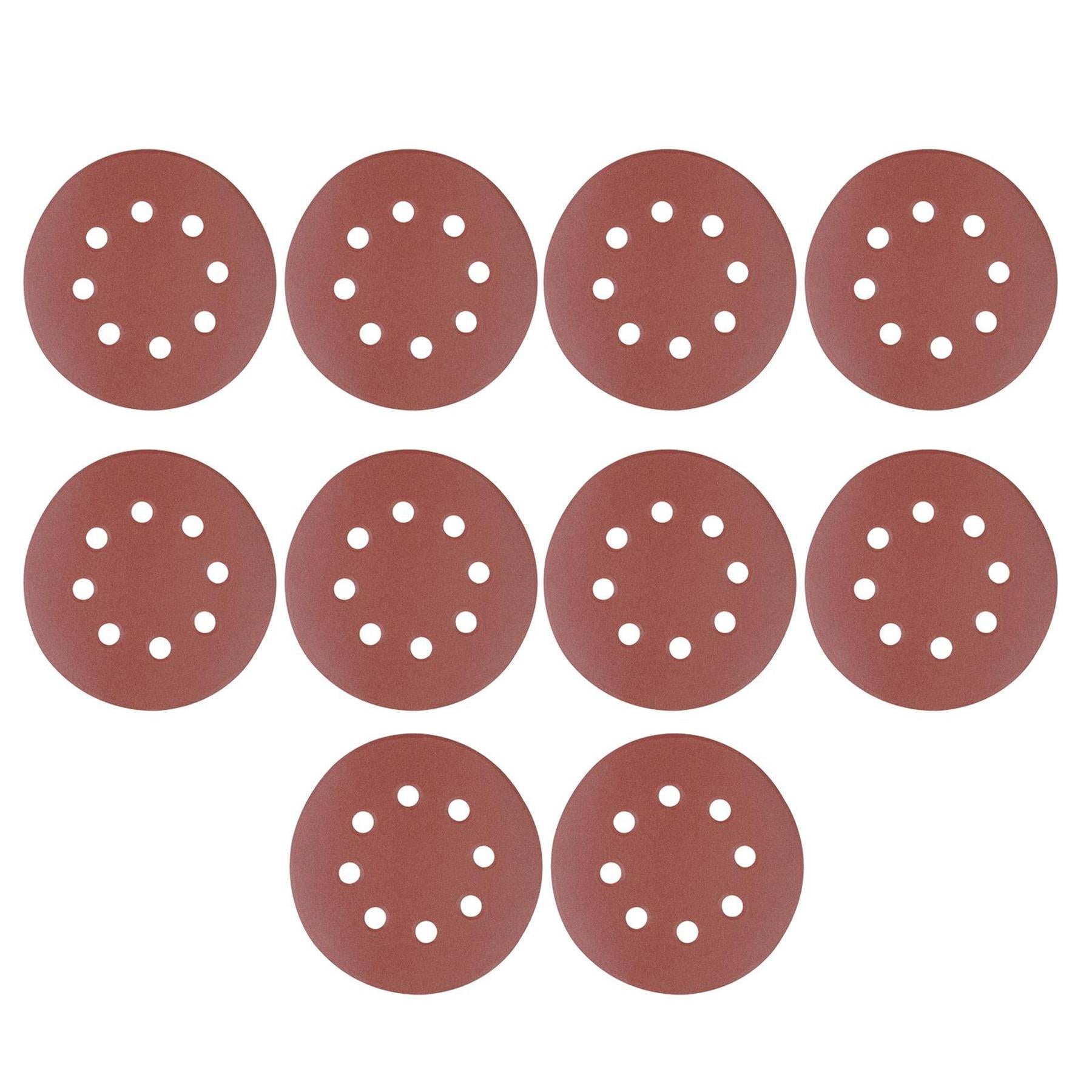 Punched Sanding Discs 125mm 10Pk Grit 240 Hook & Loop Aluminium Oxide New
