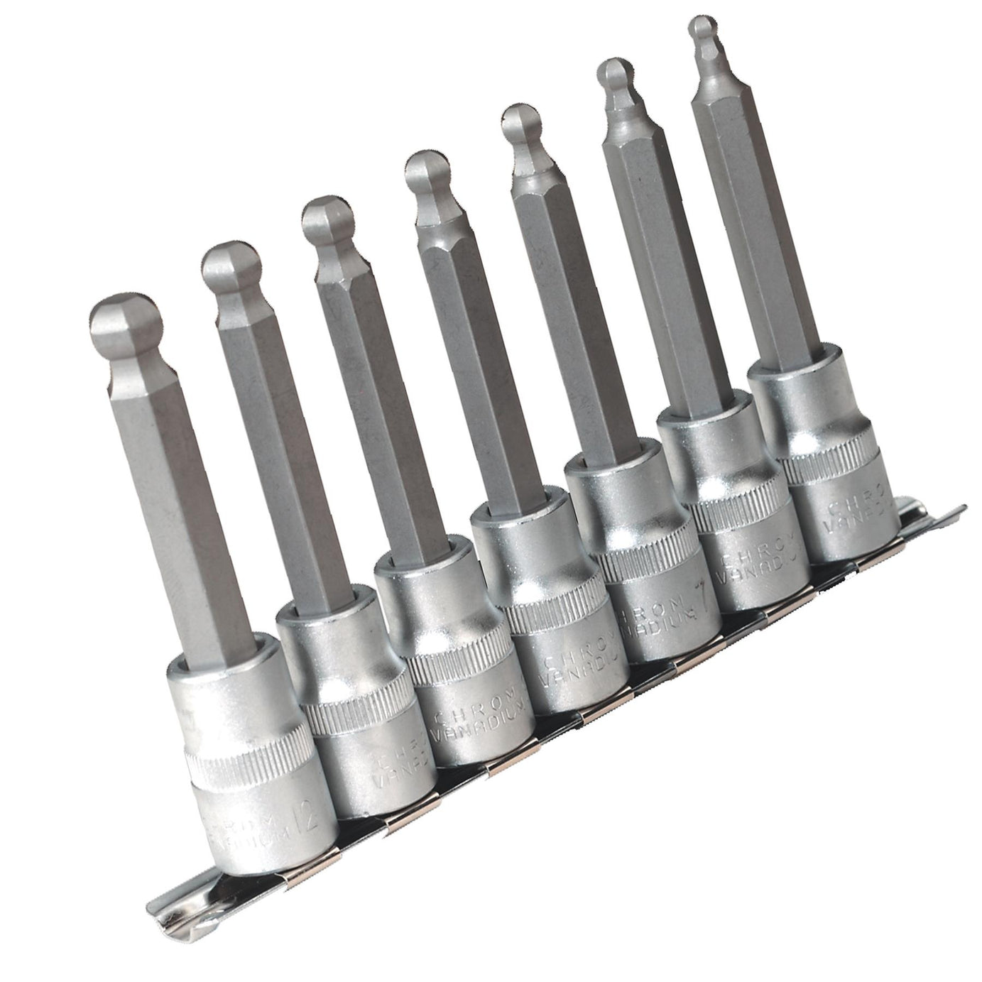 Sealey Ball-End HexSocket Bit Set 7pc 100mm 1/2"Sq Drive Metric