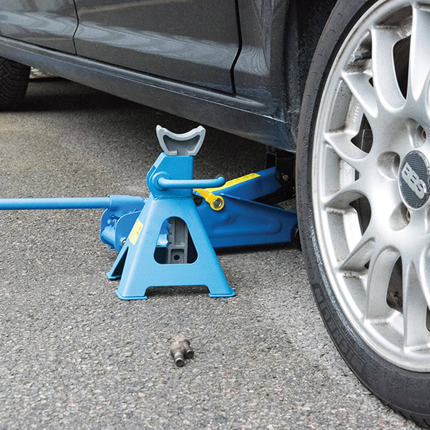 3 Tonne Axle Stand Set 2Pce Car Jack Garage Tools Ratchet Action Quick Adjust