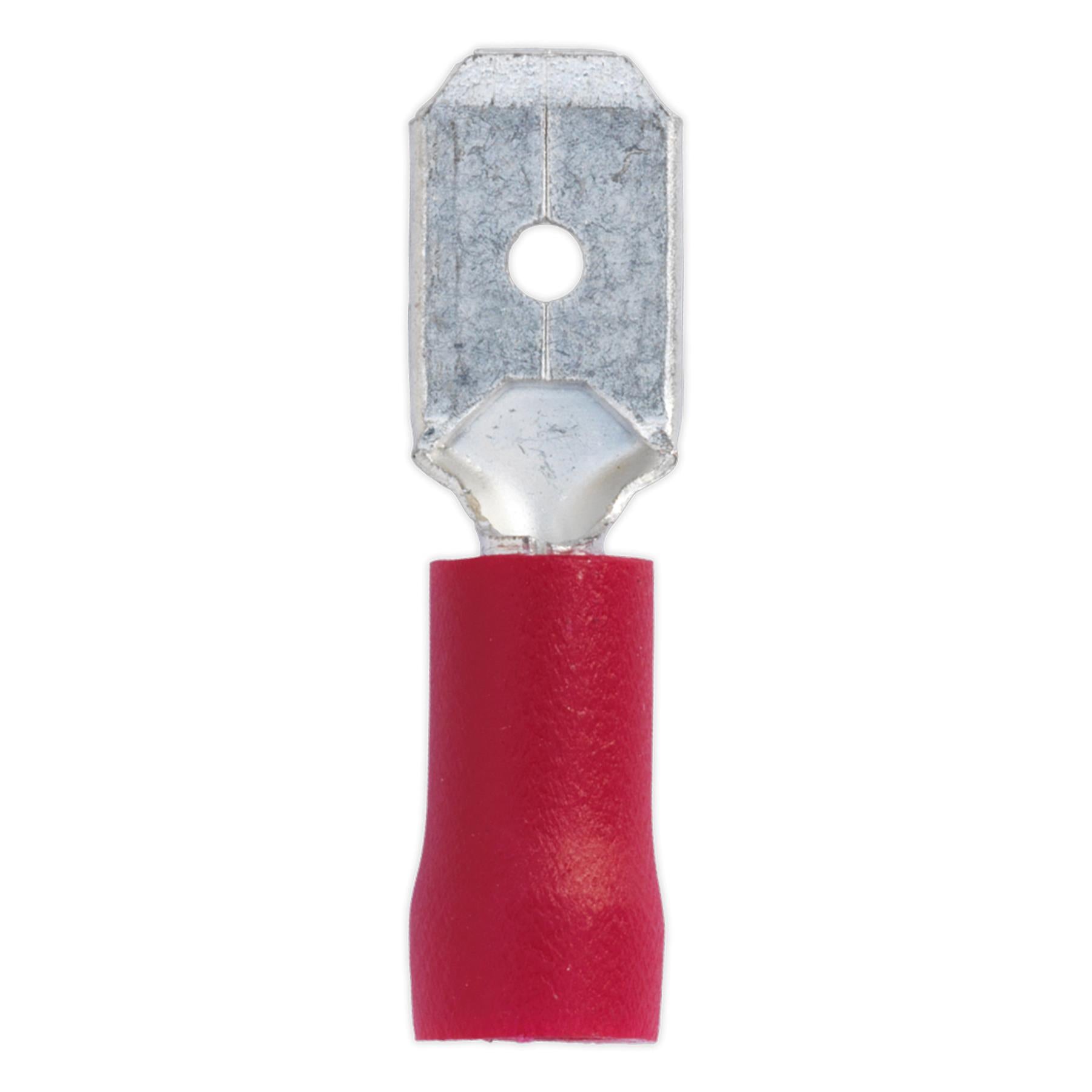 Sealey Push-On Terminal 6.3mm Male Red Pack of 100