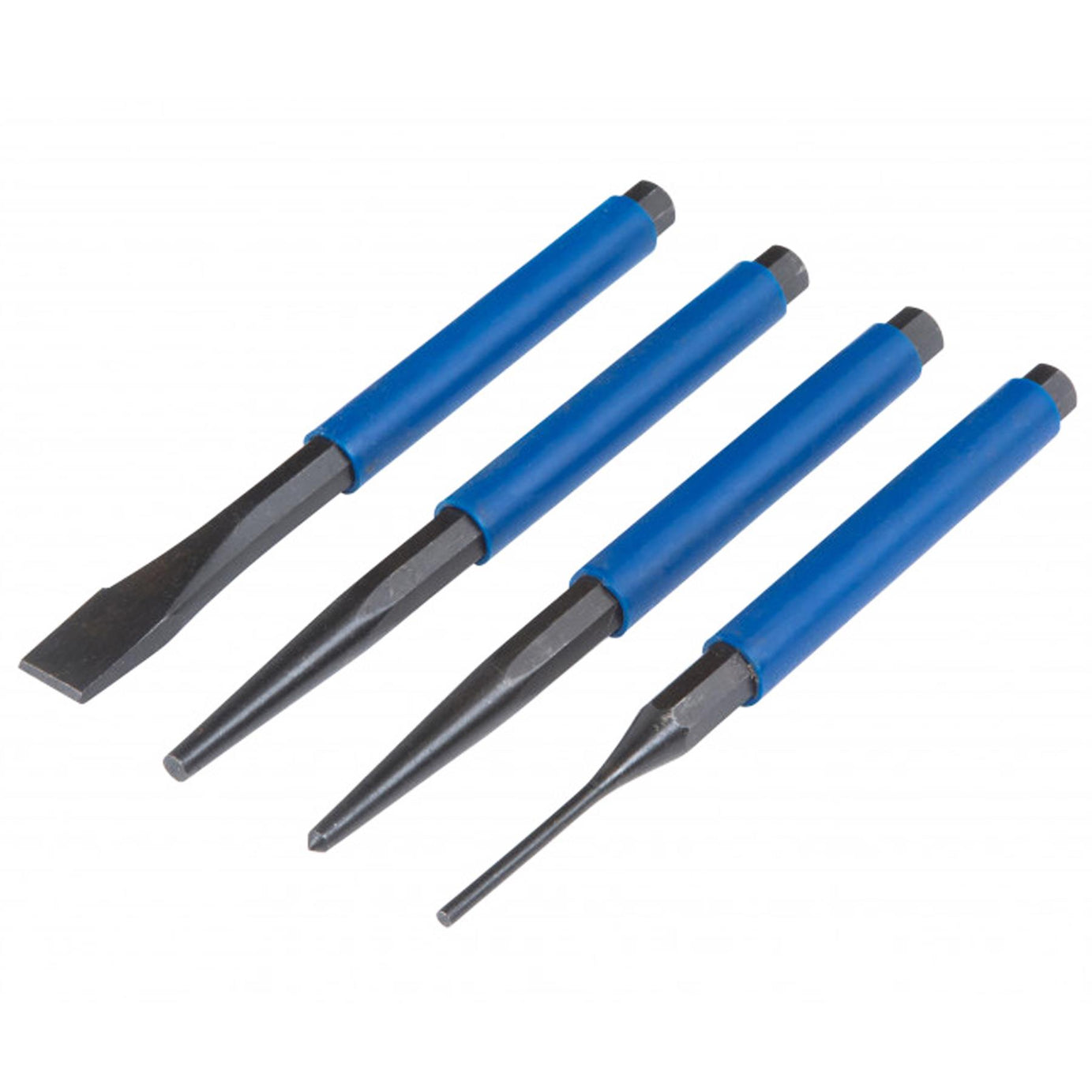 BlueSpot Punch & Chisel Set 4 Pc Cold Chisels Center Pin Taper Parallel