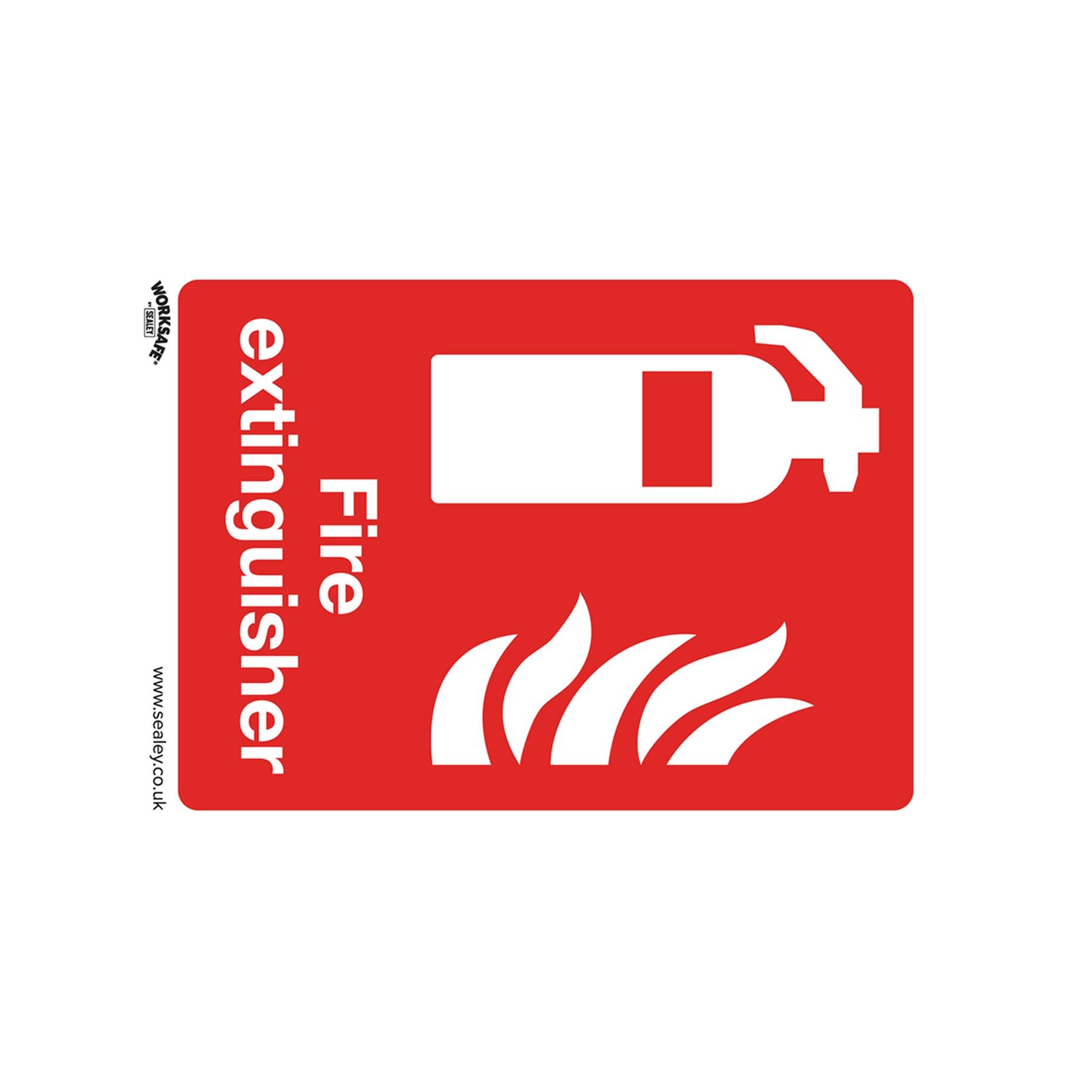Sealey Safety Sign - Fire Extinguisher - Rigid Plastic - Pack of 10